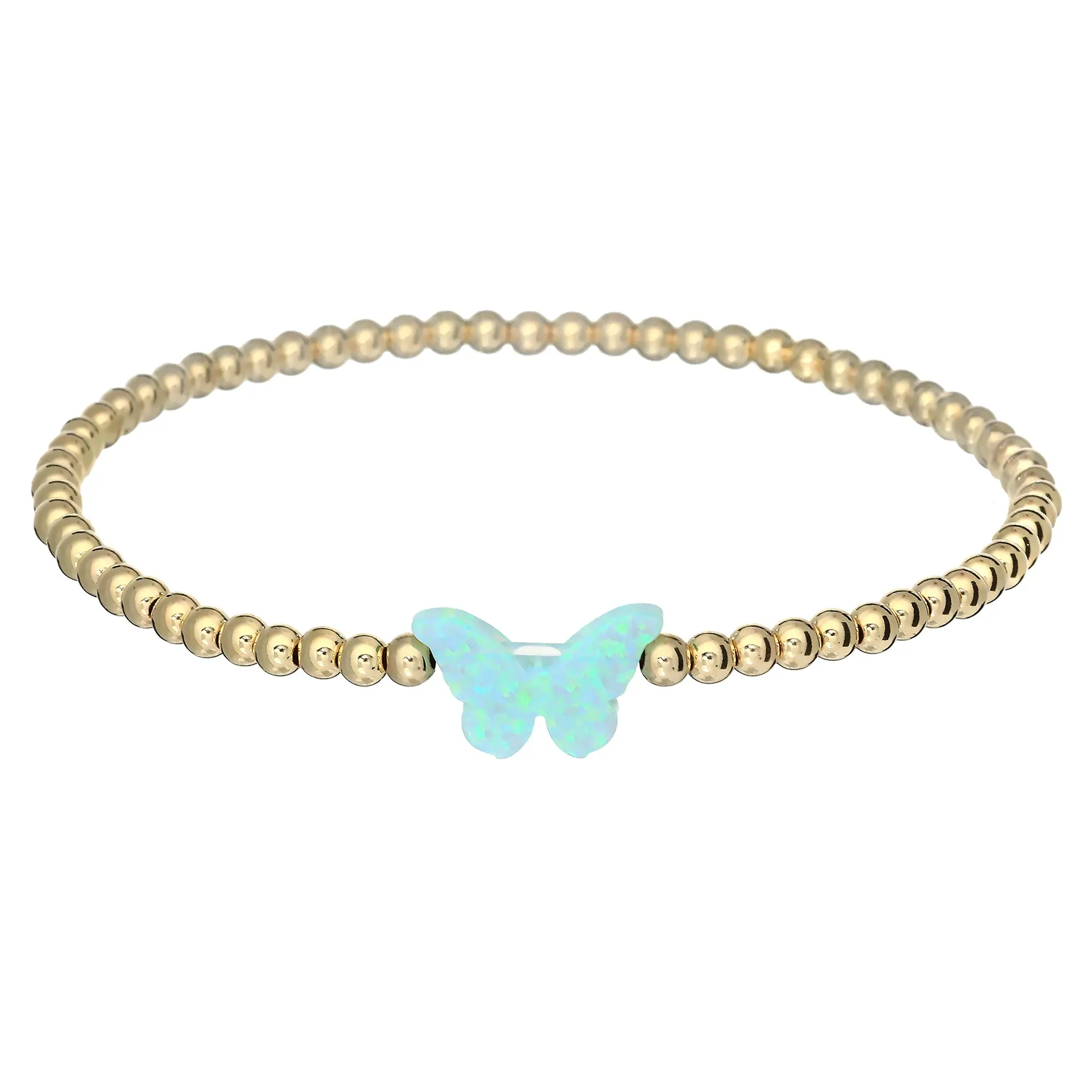 CLASSIC BUTTERFLY | Opal Charm and 14K Gold Filled Beads Bracelet