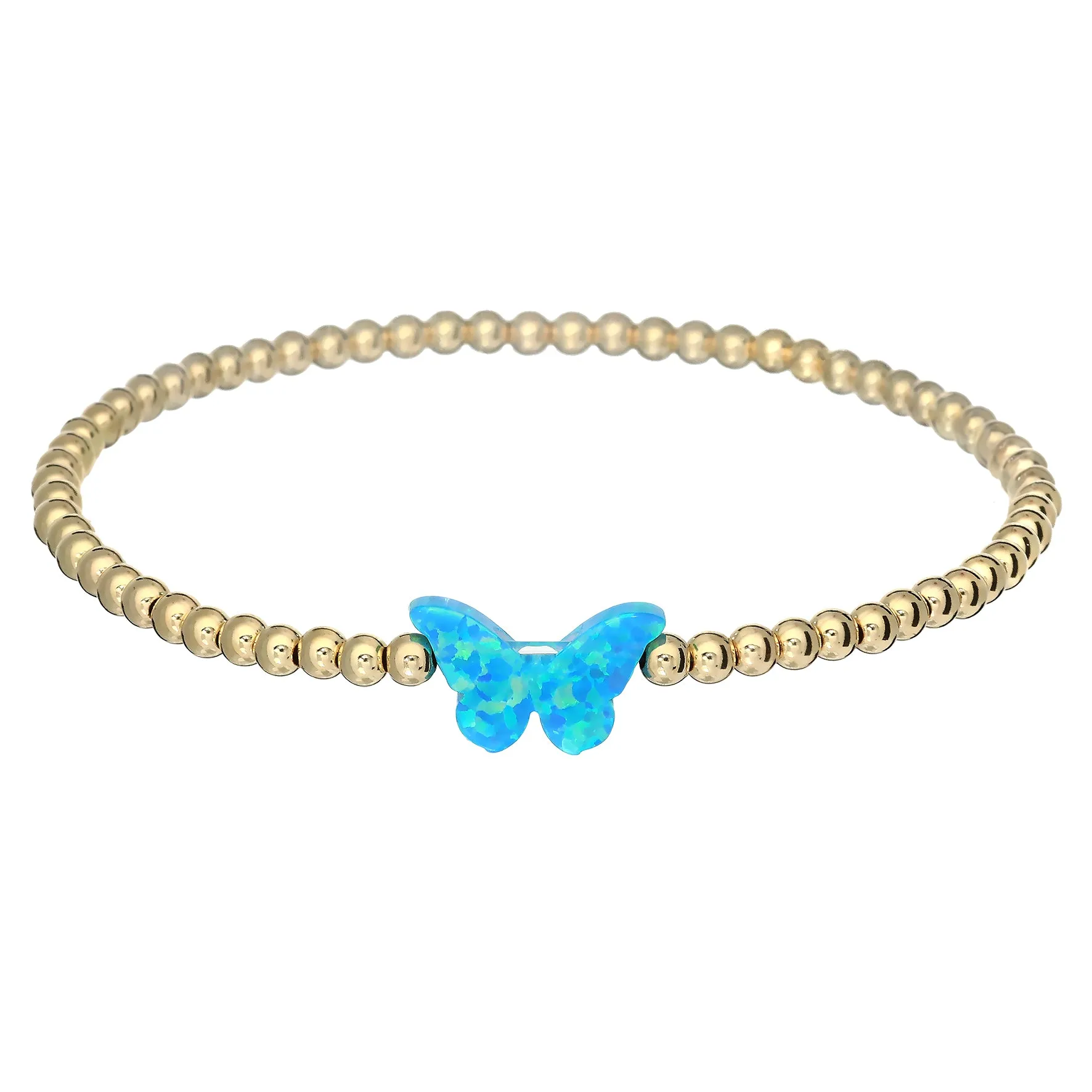 CLASSIC BUTTERFLY | Opal Charm and 14K Gold Filled Beads Bracelet