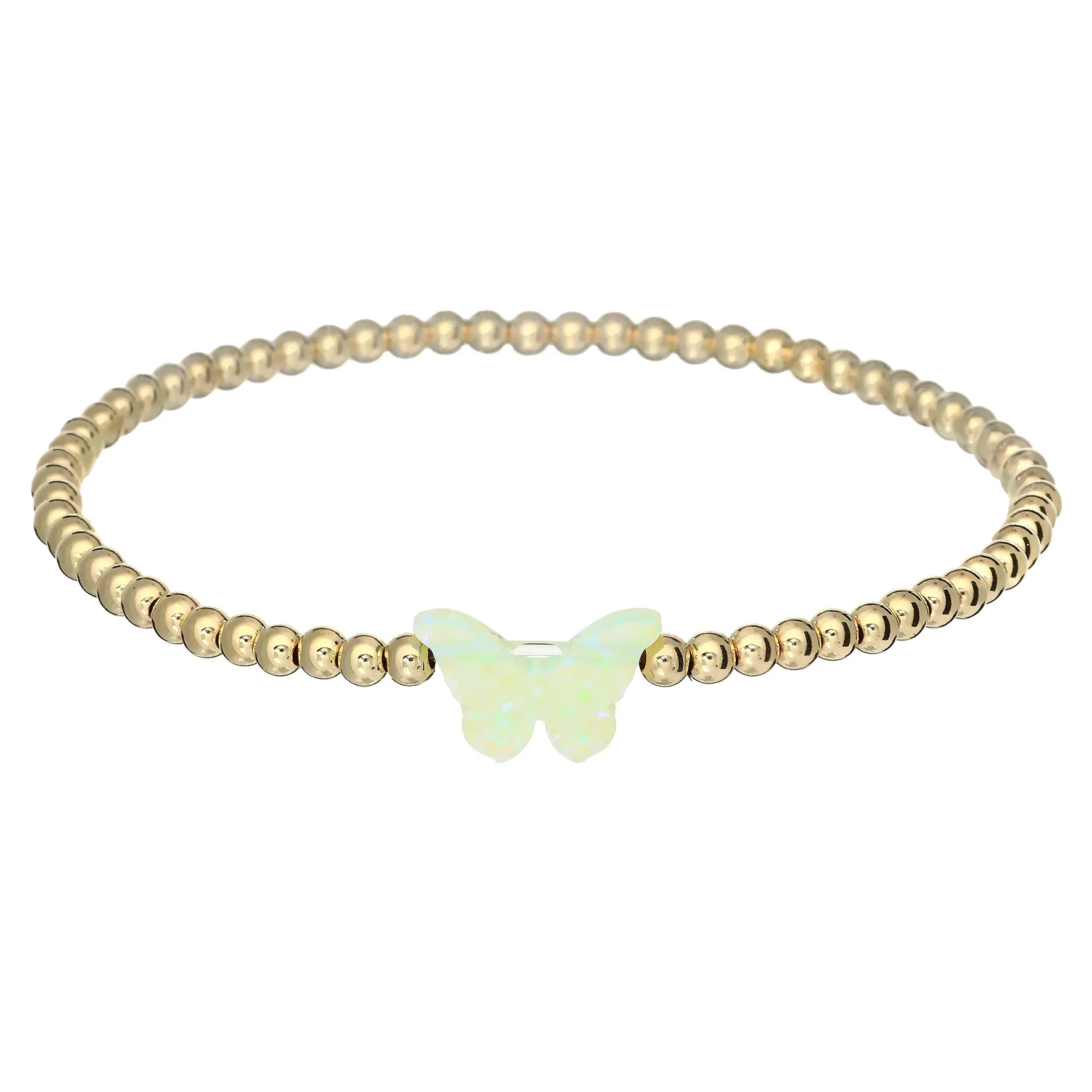 CLASSIC BUTTERFLY | Opal Charm and 14K Gold Filled Beads Bracelet