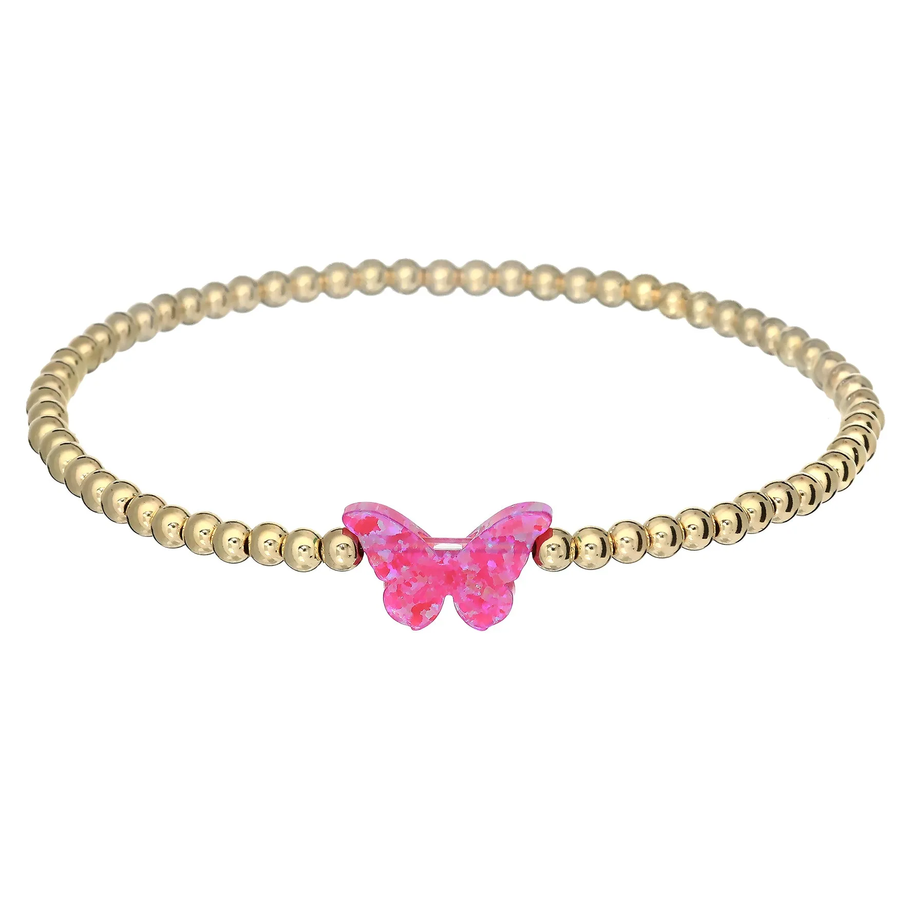 CLASSIC BUTTERFLY | Opal Charm and 14K Gold Filled Beads Bracelet