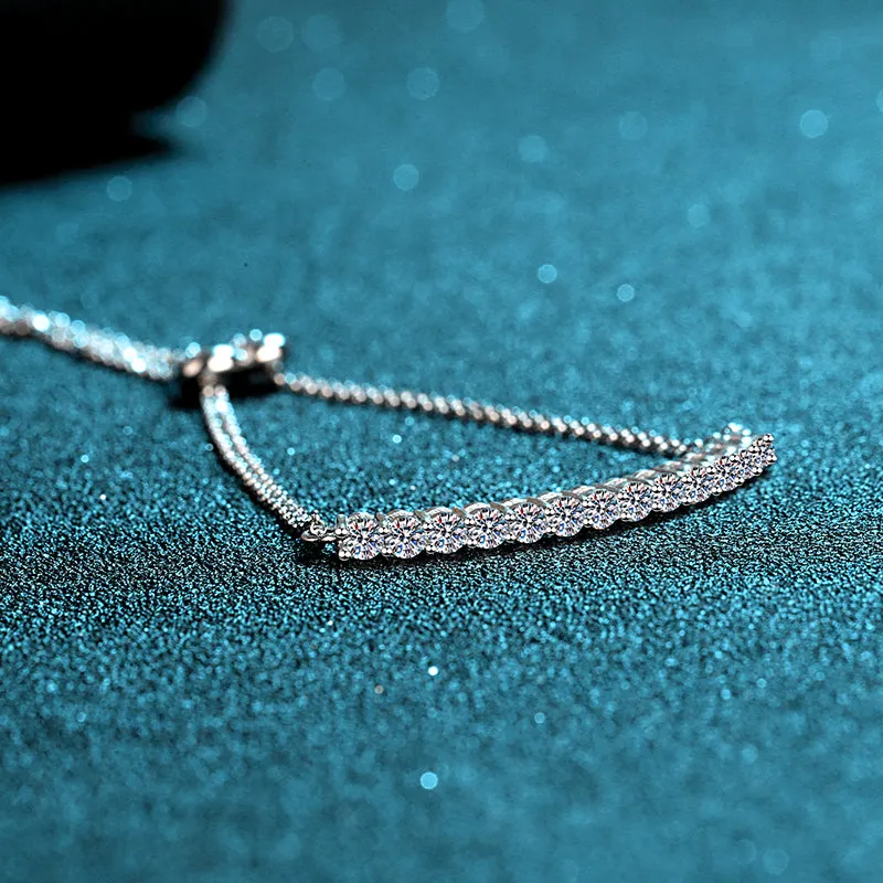 Classic Round Cut Moissanite Diamond Bracelet with Adjustable Size
