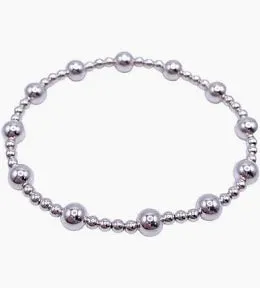 Classic SINCERITY Pattern Bead Bracelet Sterling- 6mm