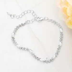 Clear Marquise Stone with Emerald Cut CZs Trim Link Bracelet |  650027