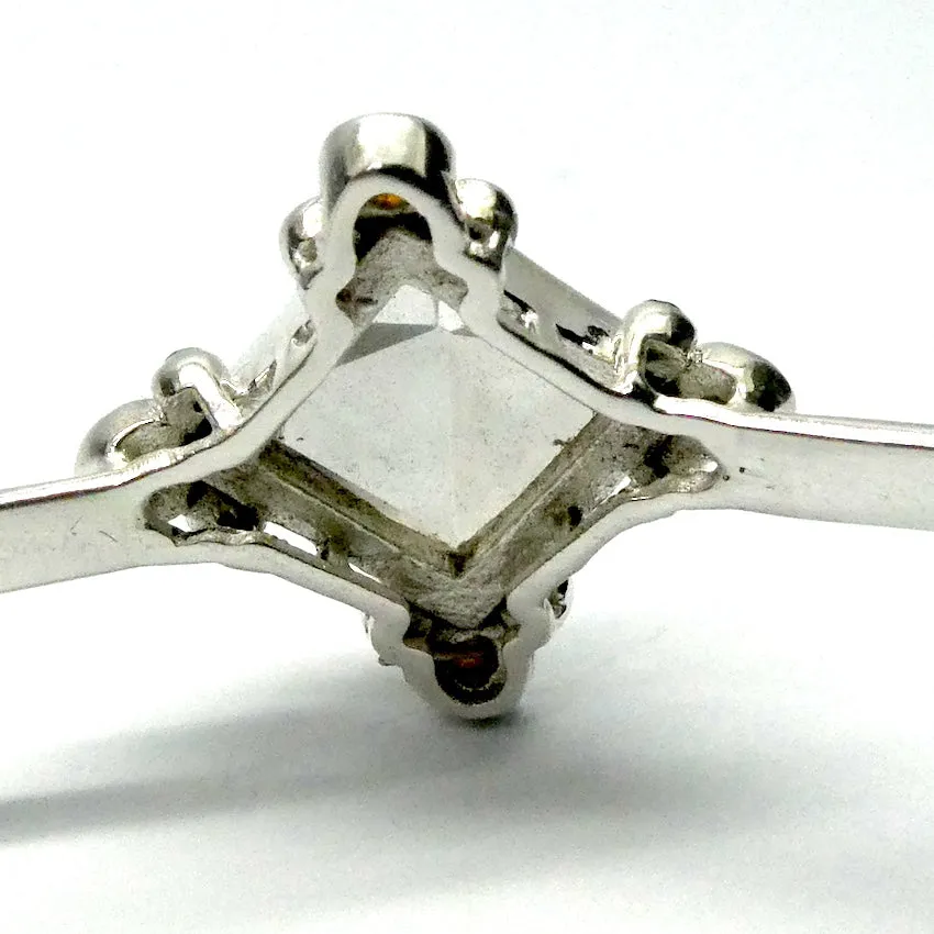 Clear Quartz Pyramid Cuff Bracelet, with Emerald and Mandarin Garnet,  925 Silver