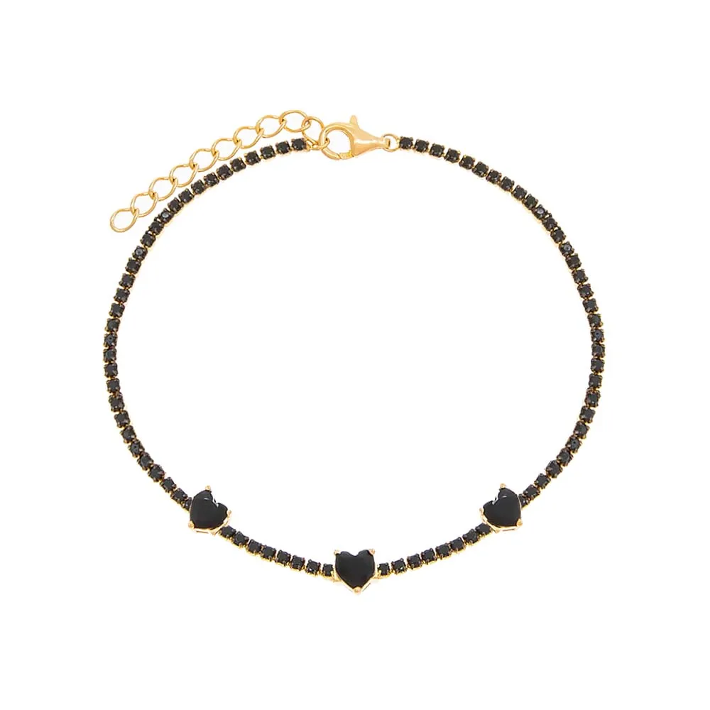 Colored Multi Heart Thin Tennis Bracelet