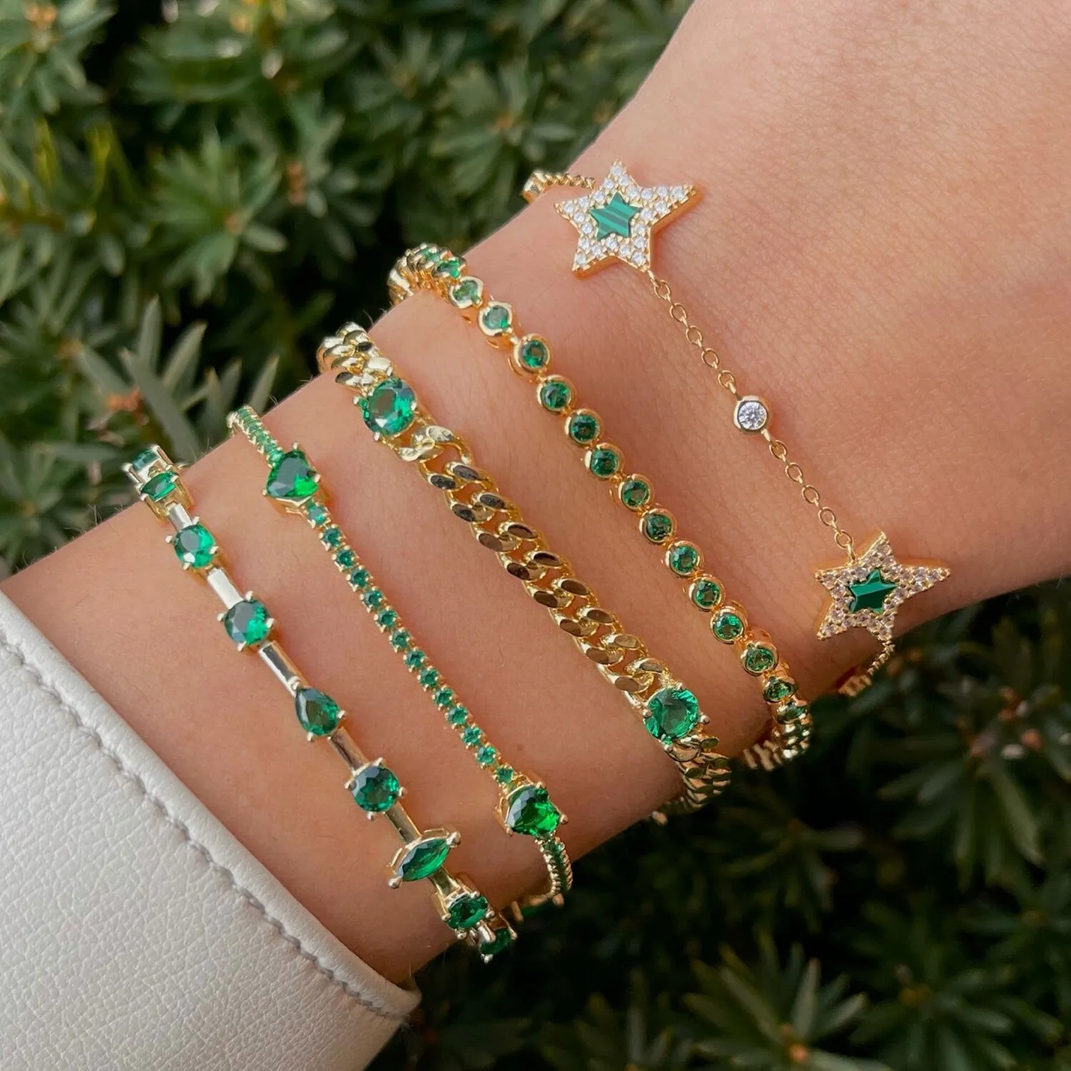 Colored Multi Heart Thin Tennis Bracelet