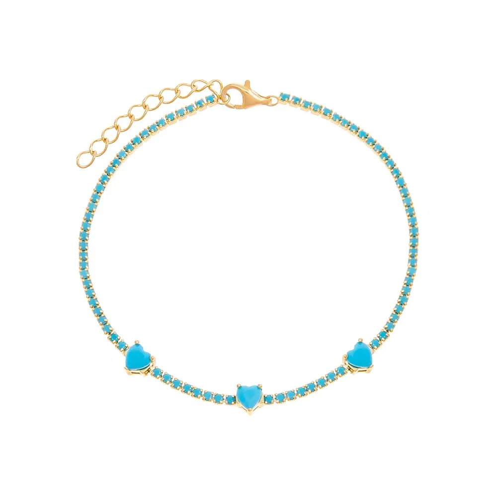 Colored Multi Heart Thin Tennis Bracelet