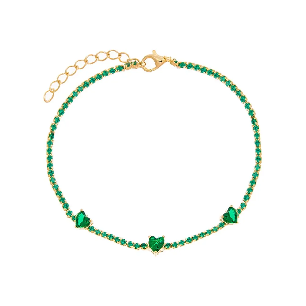 Colored Multi Heart Thin Tennis Bracelet