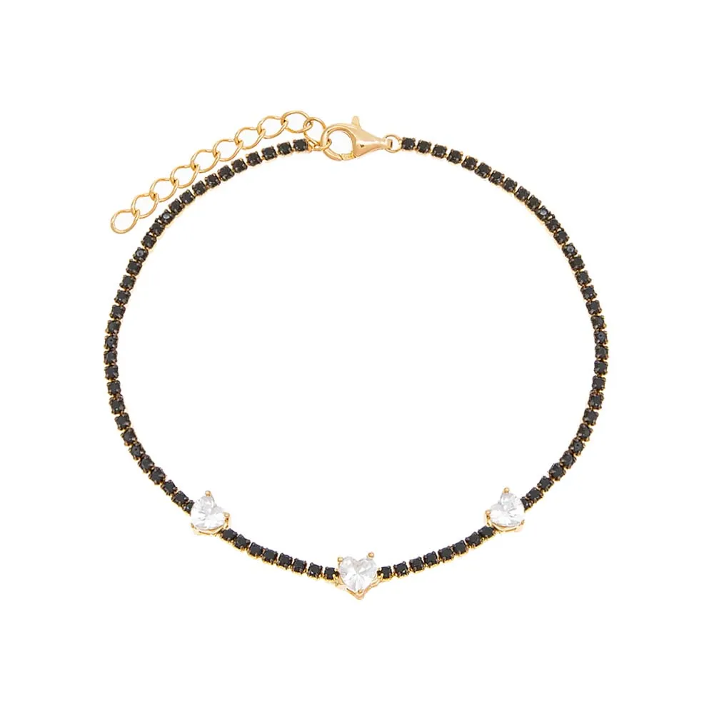 Colored Multi Heart Thin Tennis Bracelet