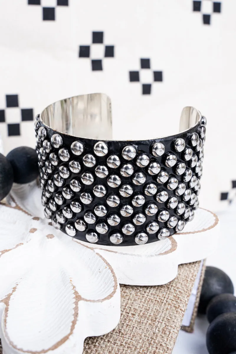 Contessa Silvertone Studded Cuff Bracelet