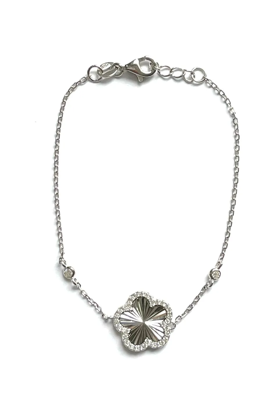 Cosette CZ Pave Ridged Flower Bracelet
