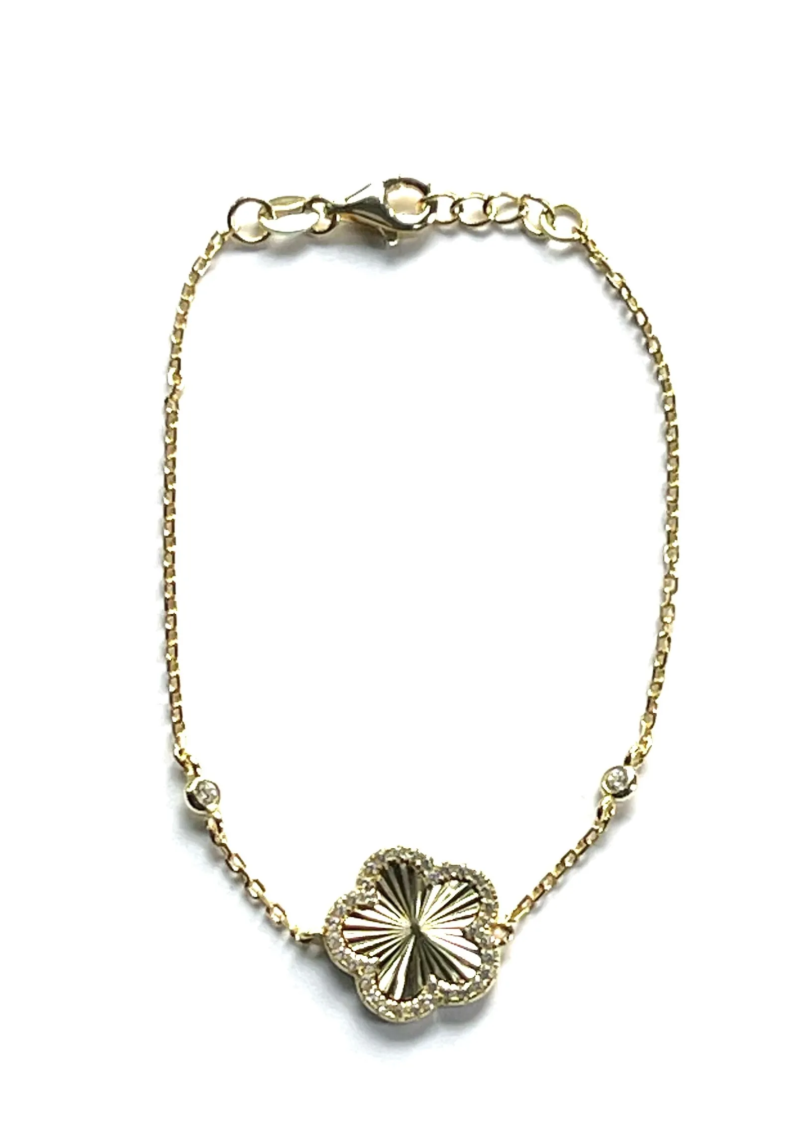 Cosette CZ Pave Ridged Flower Bracelet