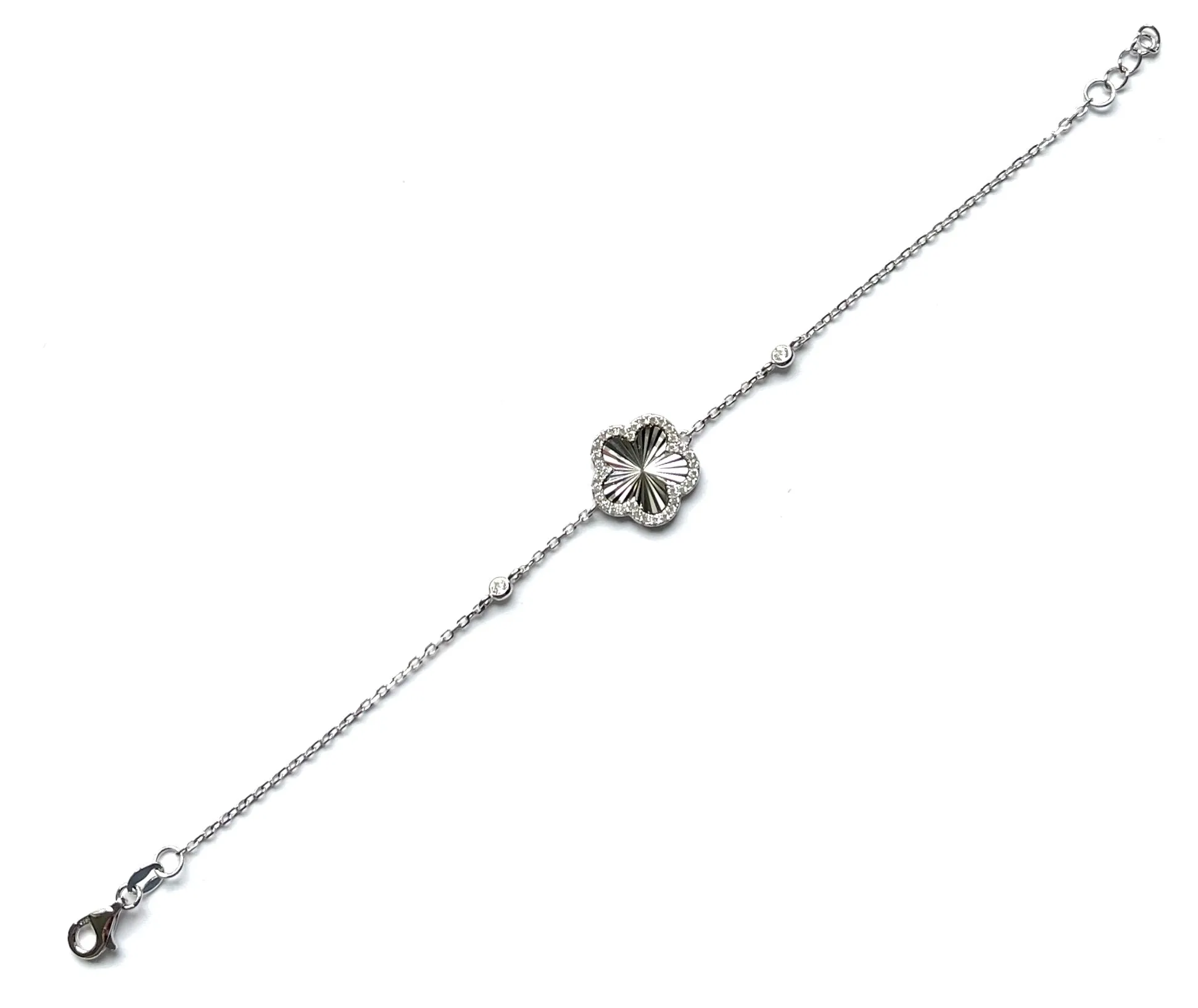 Cosette CZ Pave Ridged Flower Bracelet