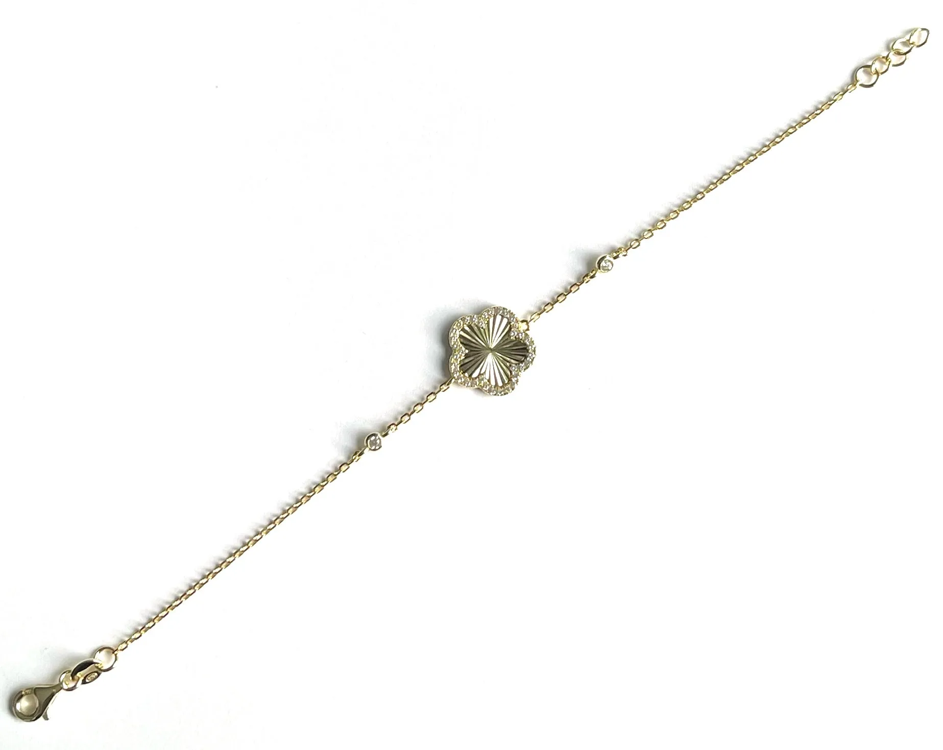 Cosette CZ Pave Ridged Flower Bracelet