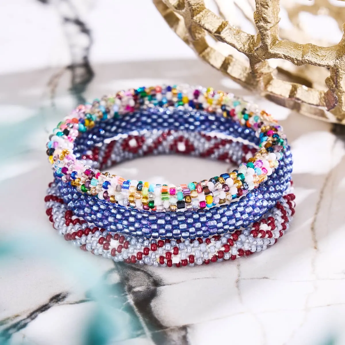 Crimson Appalachia | Himalayan Glass Bead Bracelet
