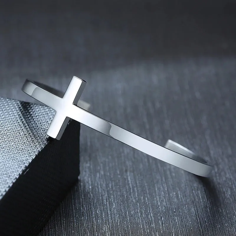 Cross Cuff Stainless Steel Bracelet