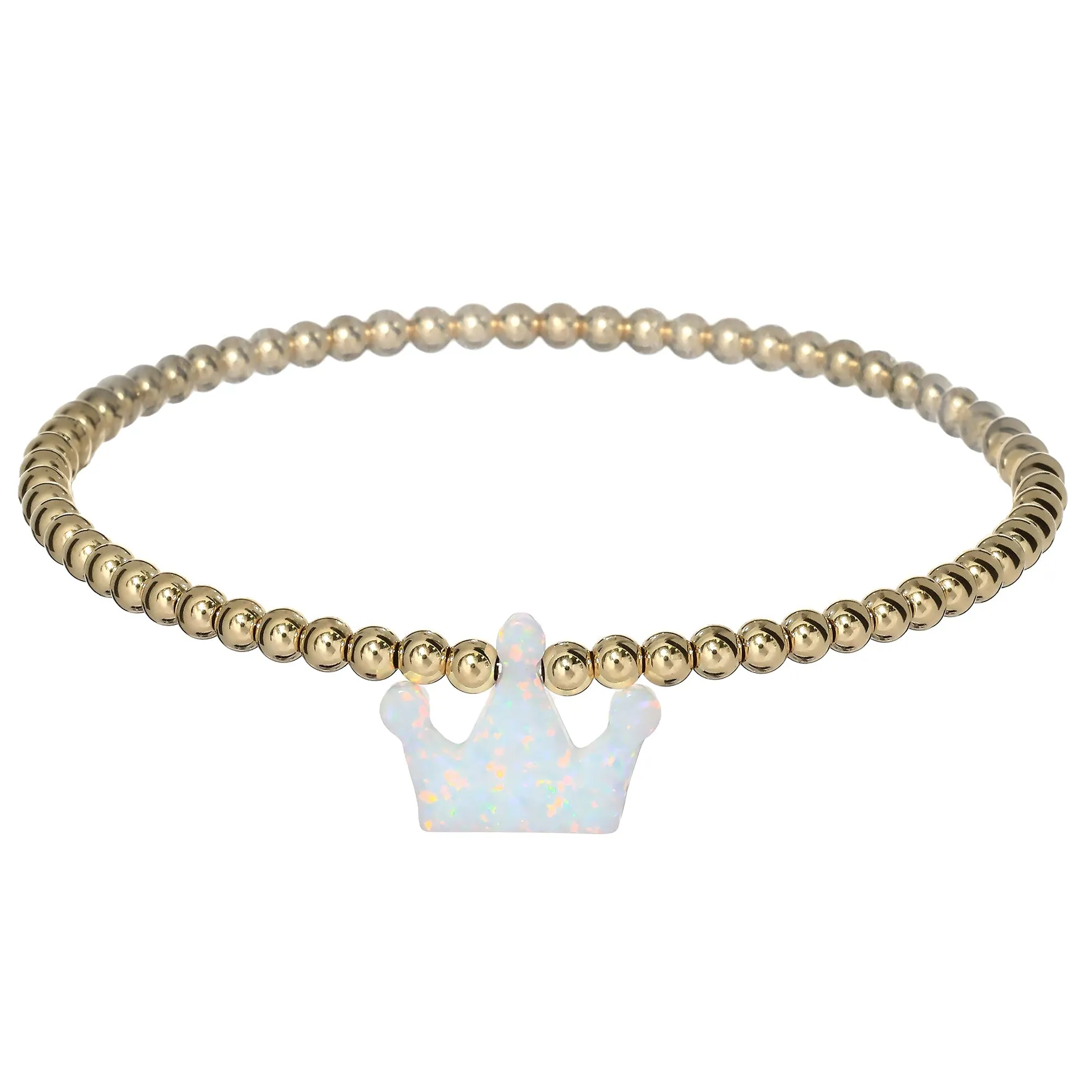CROWN | Opal Charm and 14K Gold Filled Beads Bracelet