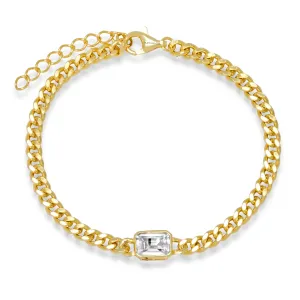 CUBAN LINK CZ EMERALD BRACELET, GOLD