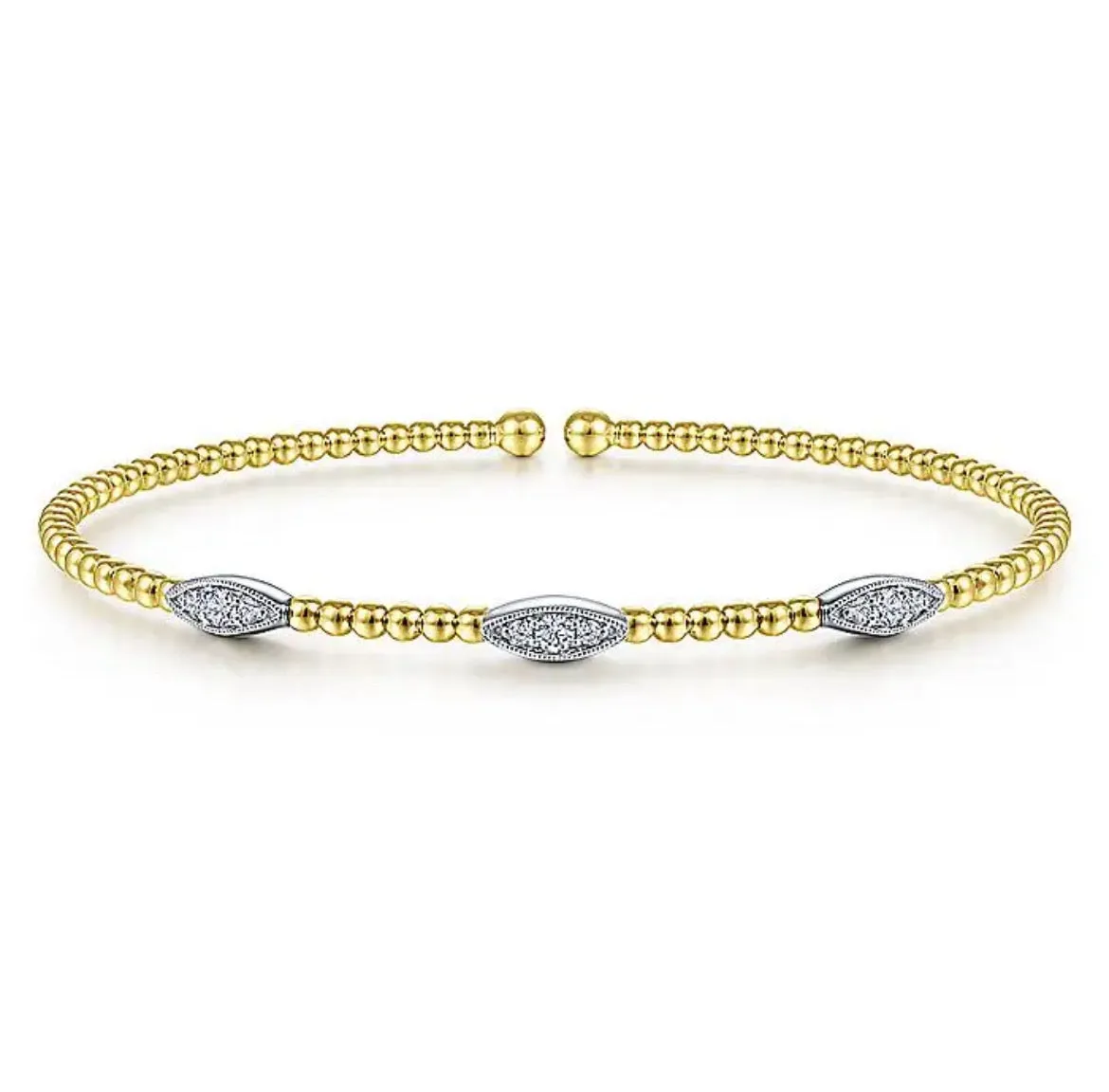 CZ 2 Tones Beaded Cuff Bracelet