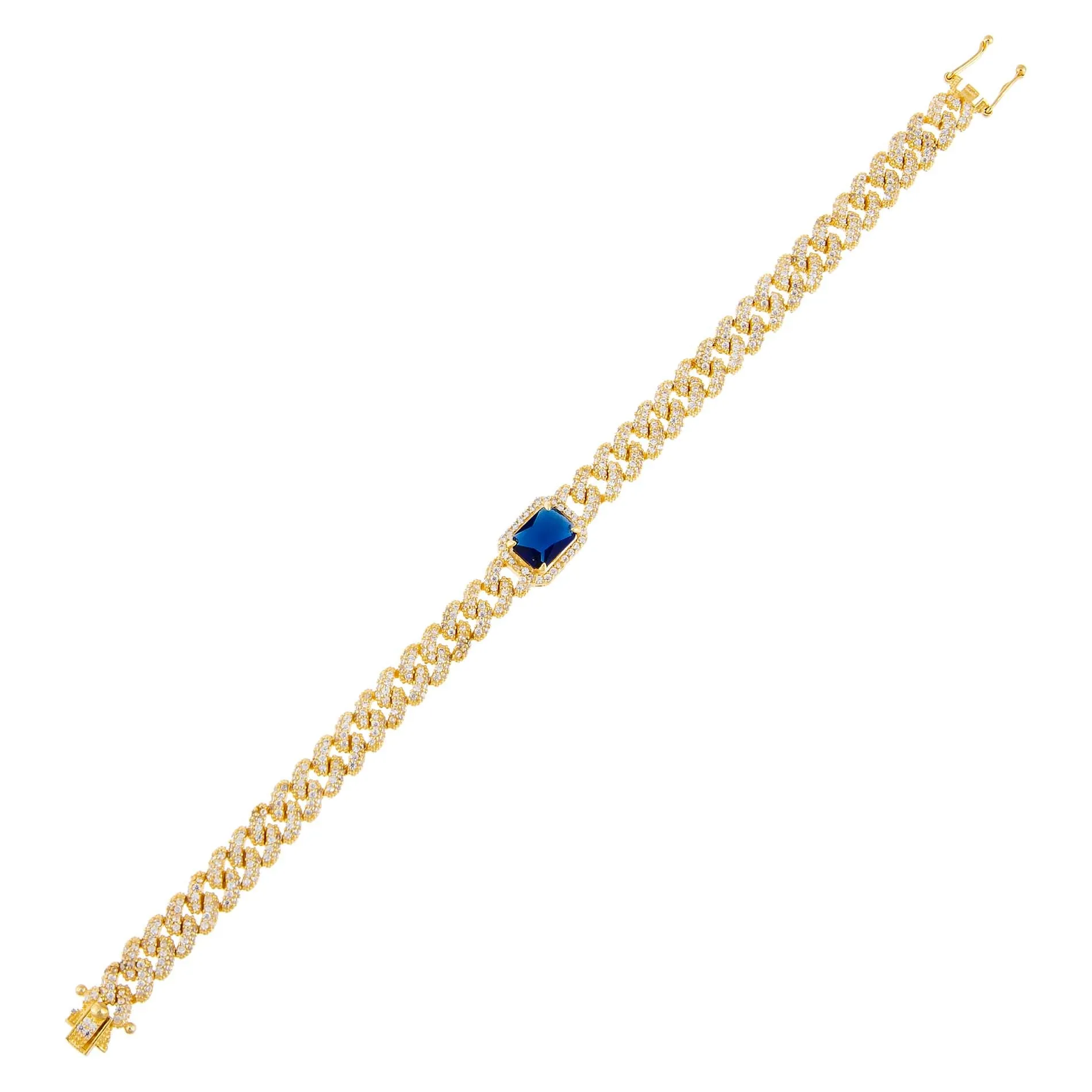 CZ Colored Baguette Chain Link Bracelet
