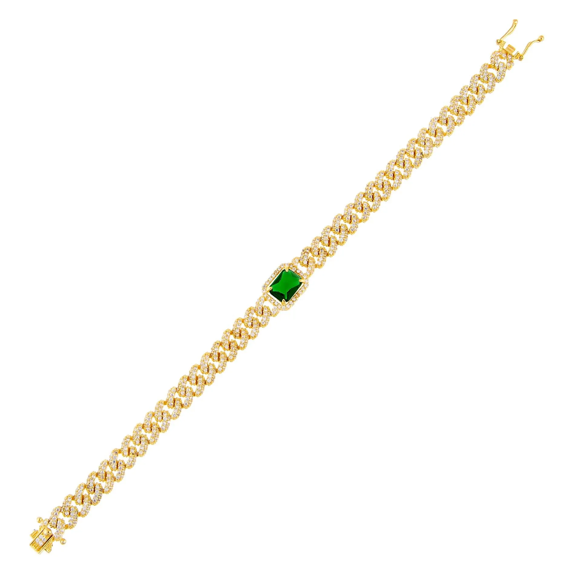 CZ Colored Baguette Chain Link Bracelet