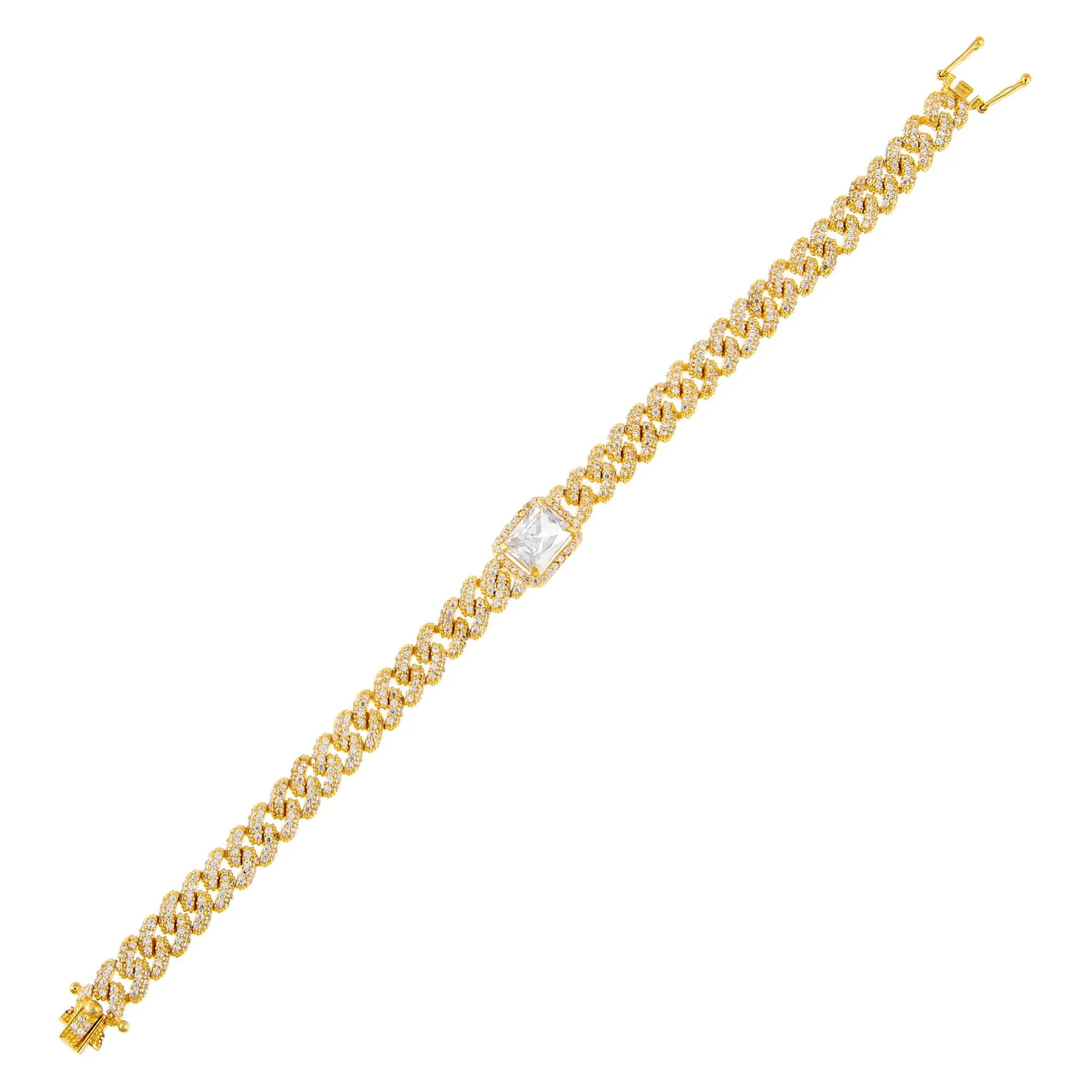 CZ Colored Baguette Chain Link Bracelet