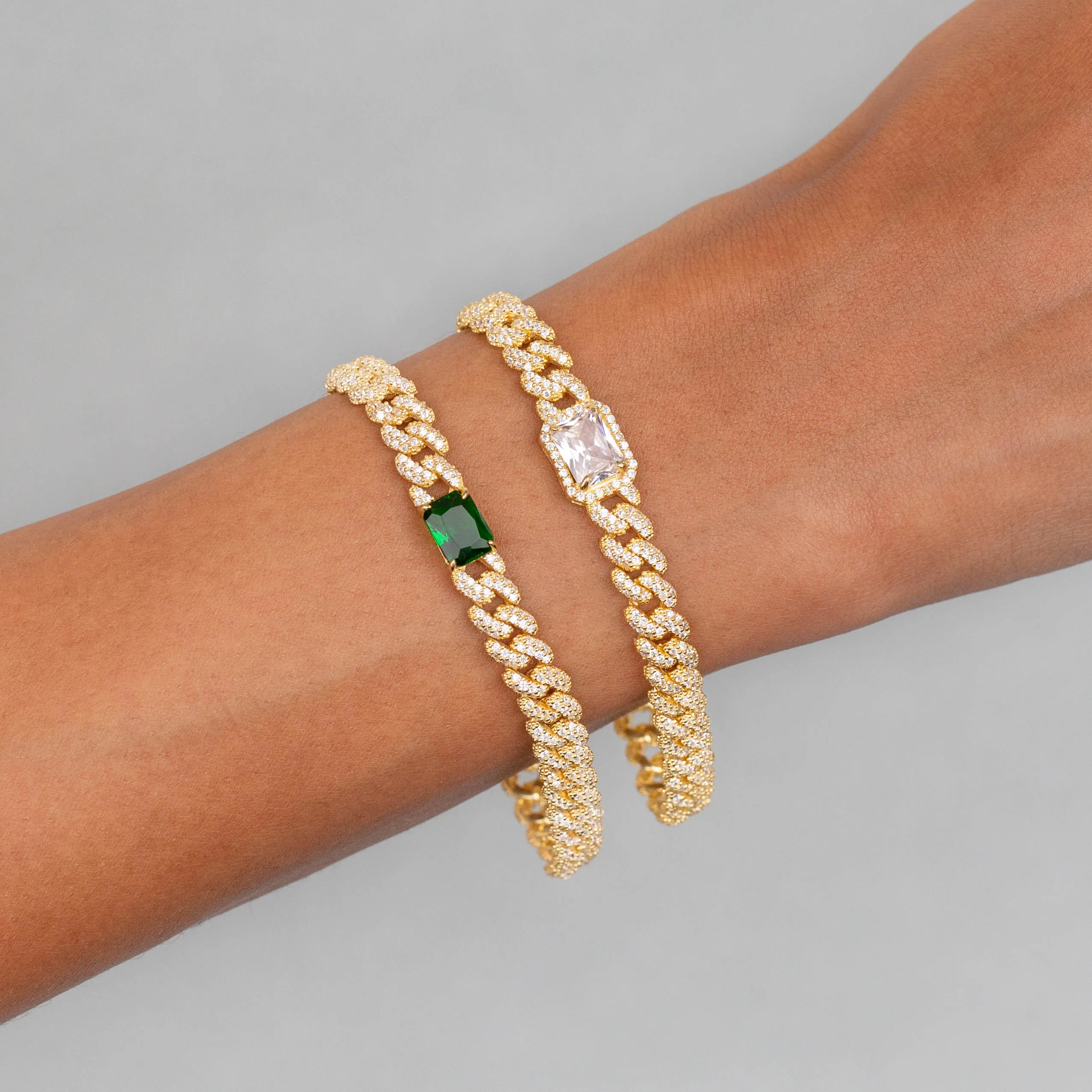 CZ Colored Baguette Chain Link Bracelet