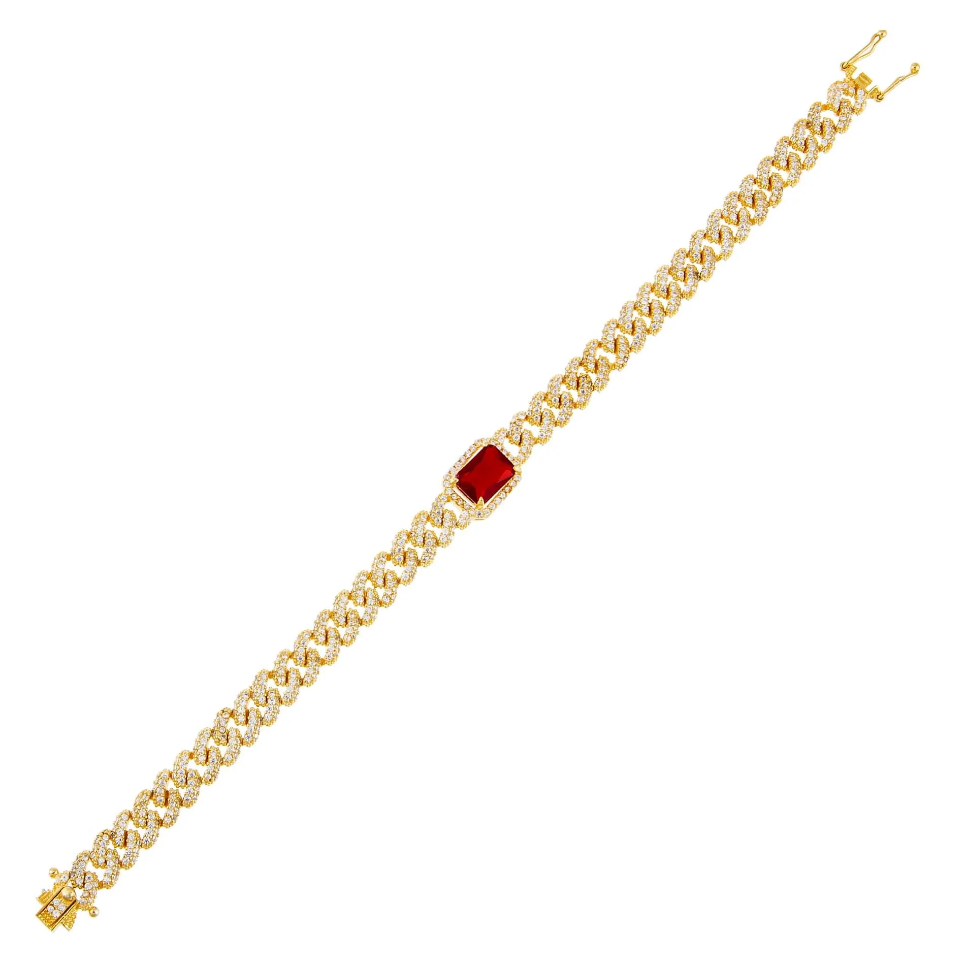 CZ Colored Baguette Chain Link Bracelet