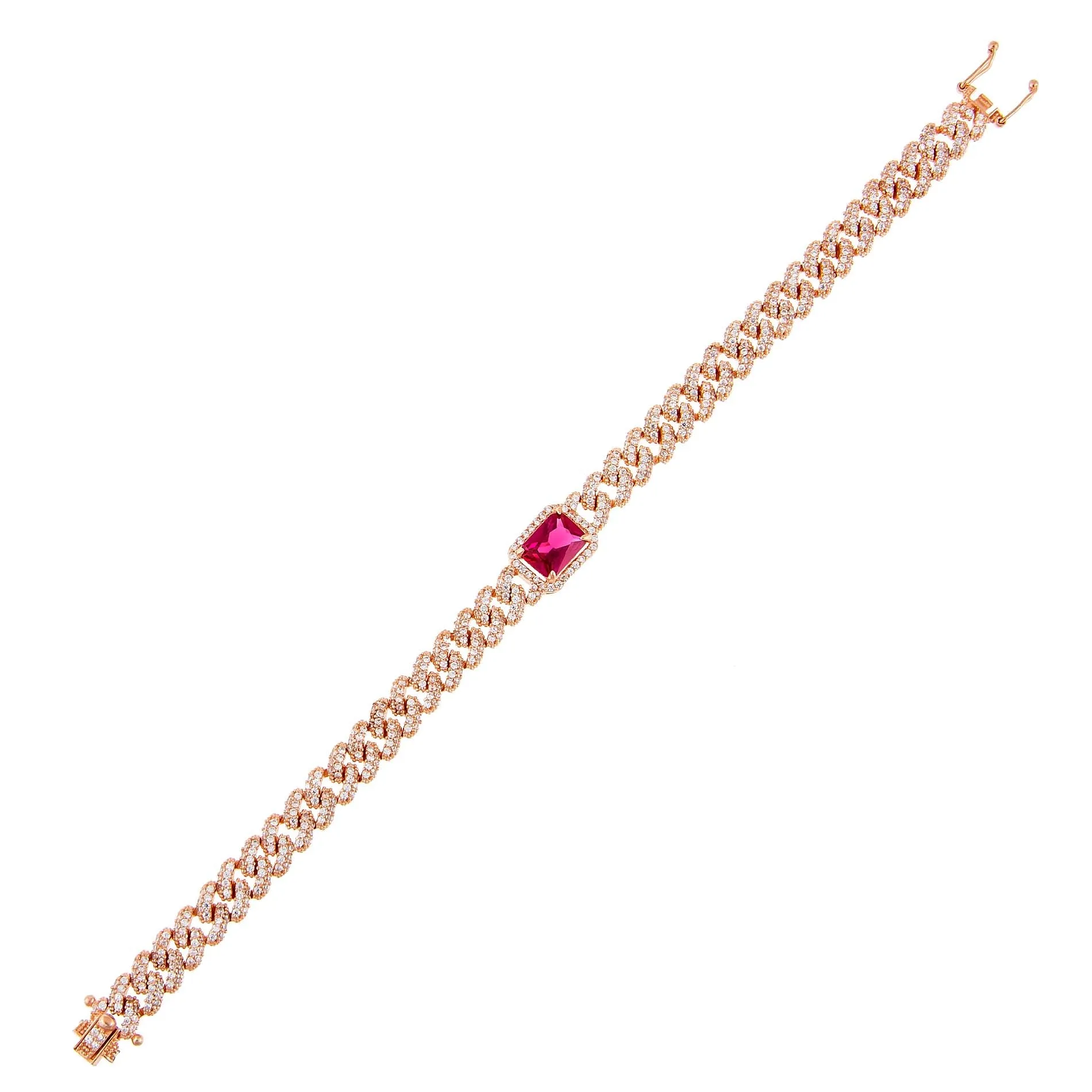 CZ Colored Baguette Chain Link Bracelet