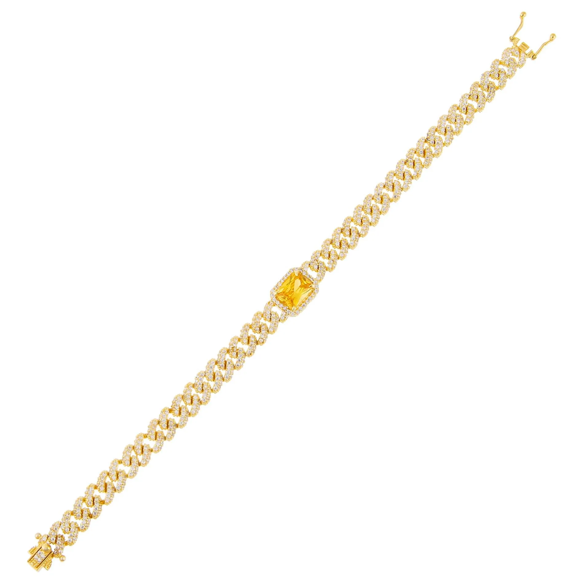 CZ Colored Baguette Chain Link Bracelet