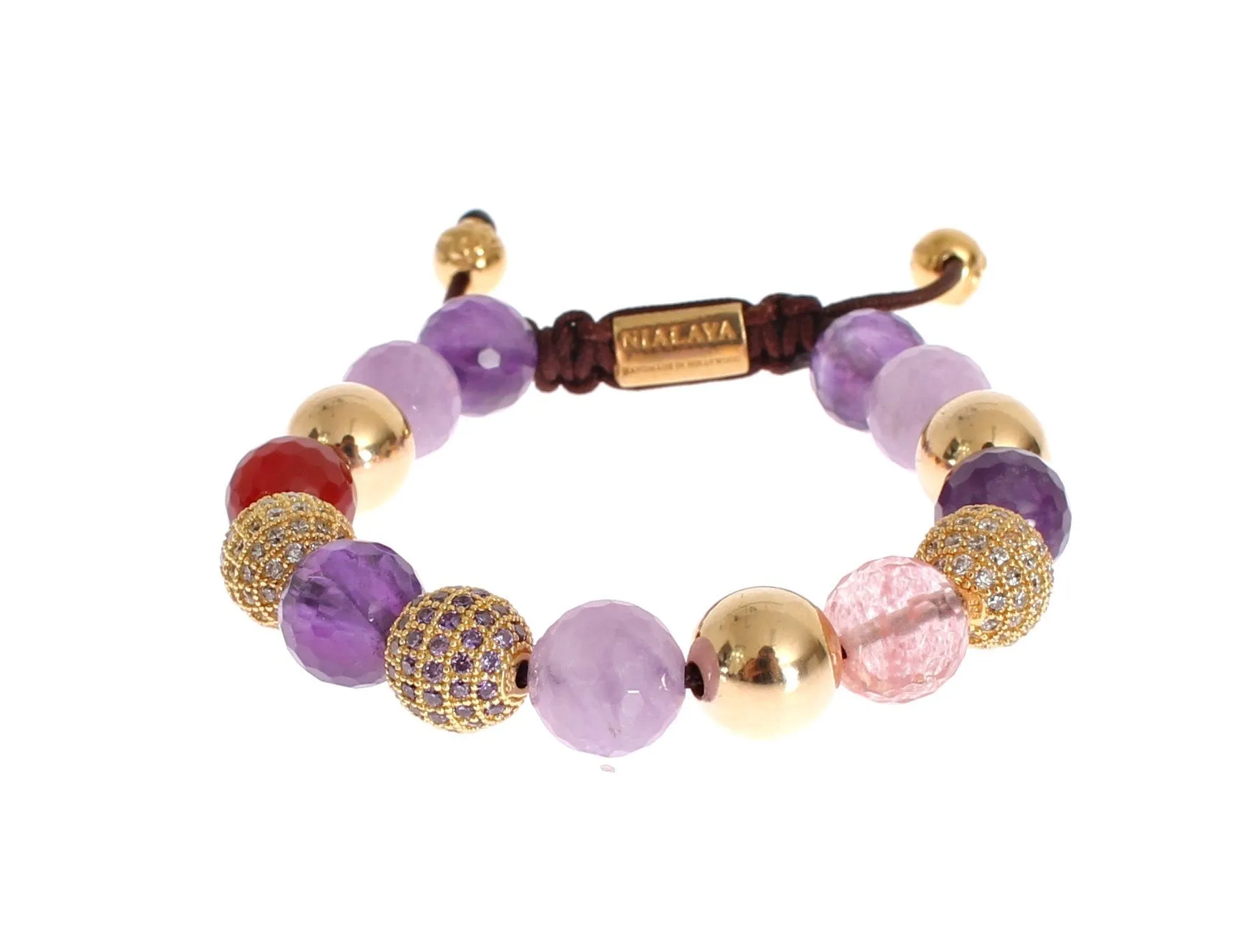 CZ Quartz Jade Amethyst Gold 925 Bracelet