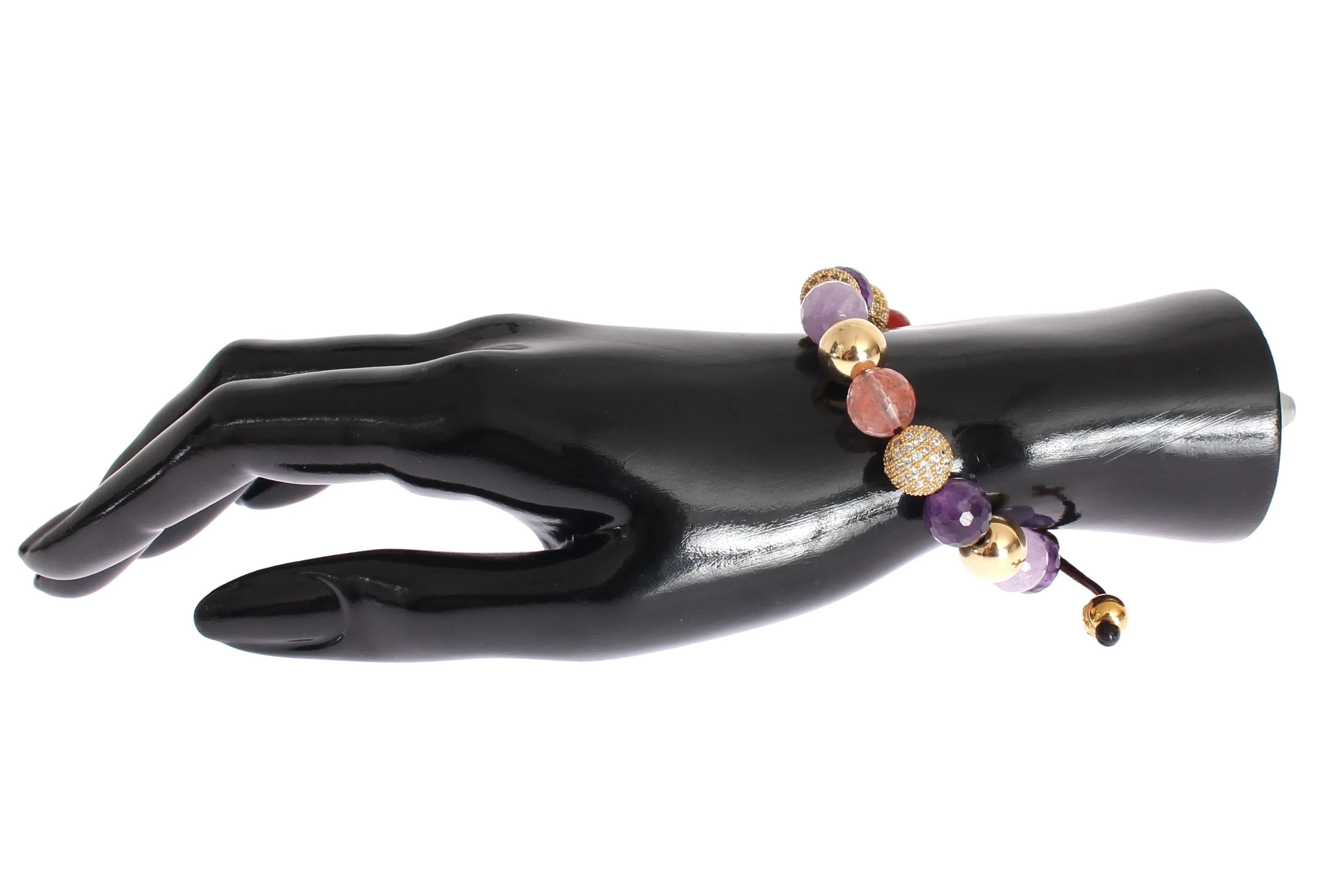 CZ Quartz Jade Amethyst Gold 925 Bracelet