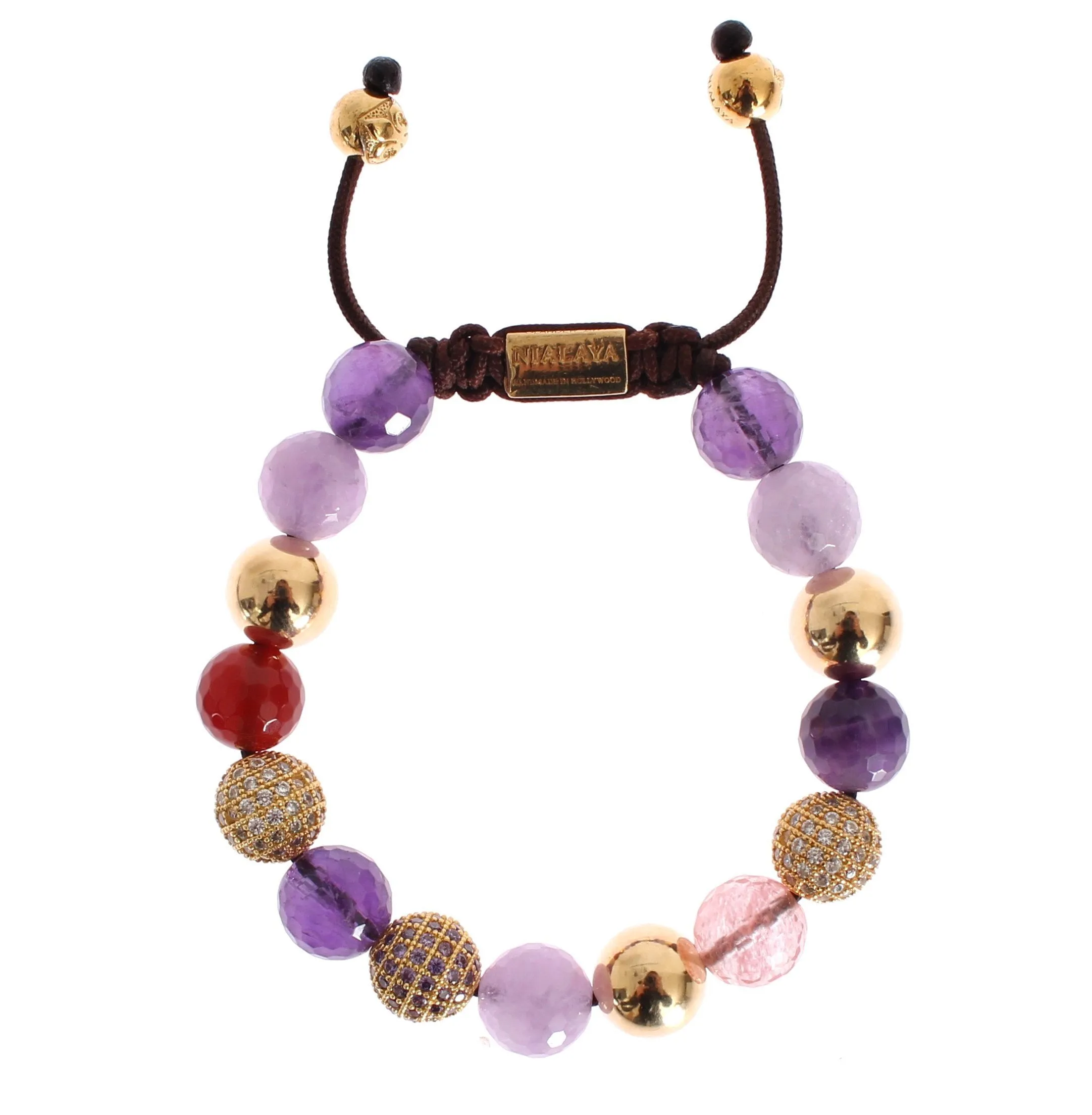 CZ Quartz Jade Amethyst Gold 925 Bracelet