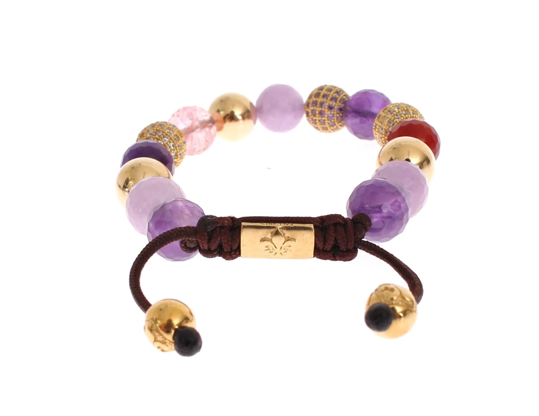 CZ Quartz Jade Amethyst Gold 925 Bracelet