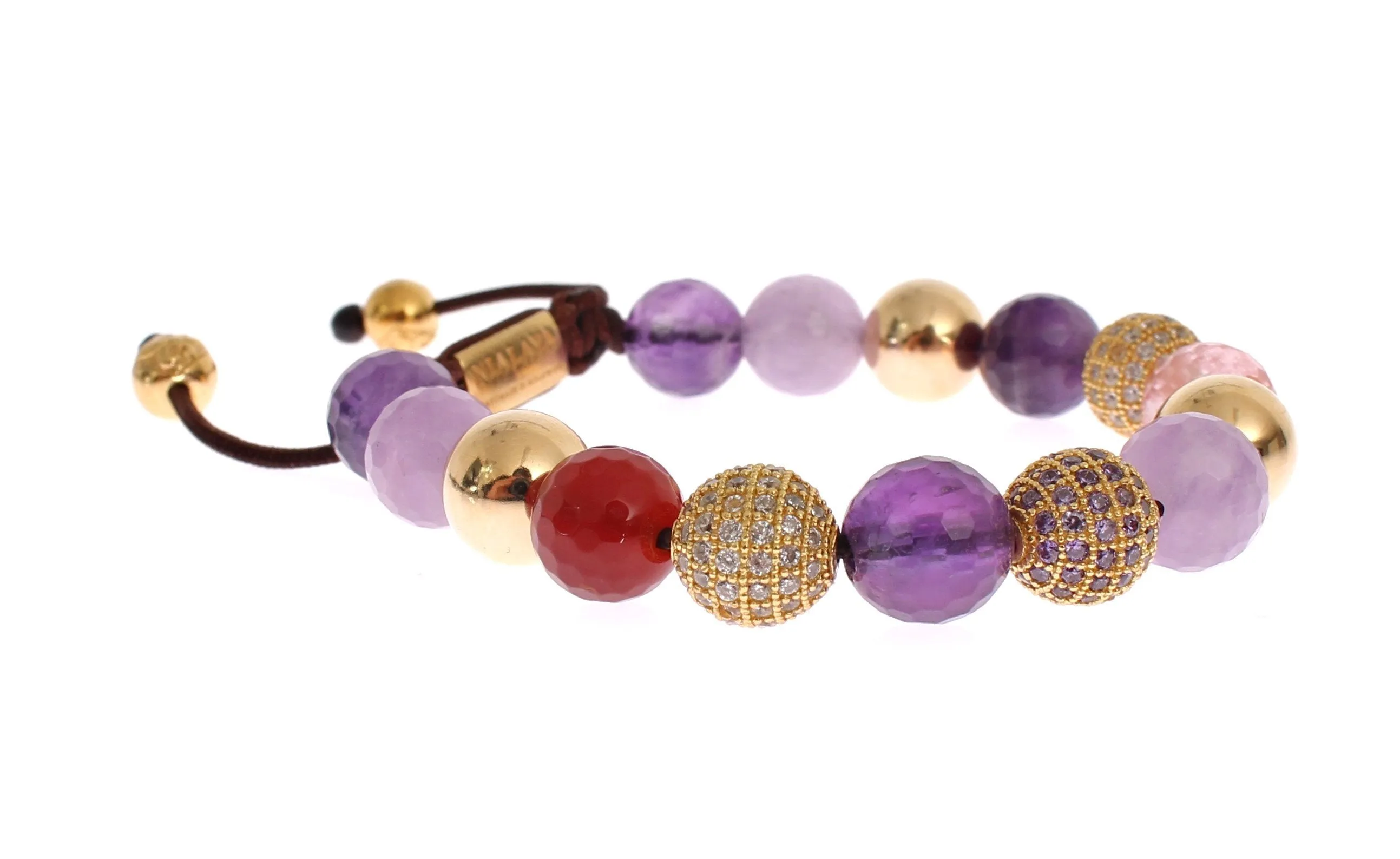 CZ Quartz Jade Amethyst Gold 925 Bracelet