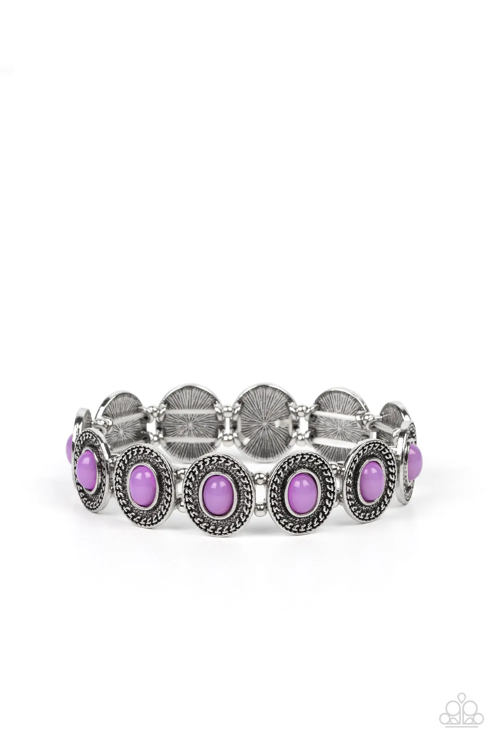 Dainty Delight - Purple - Oval Bead Paparazzi Stretchy Bracelet