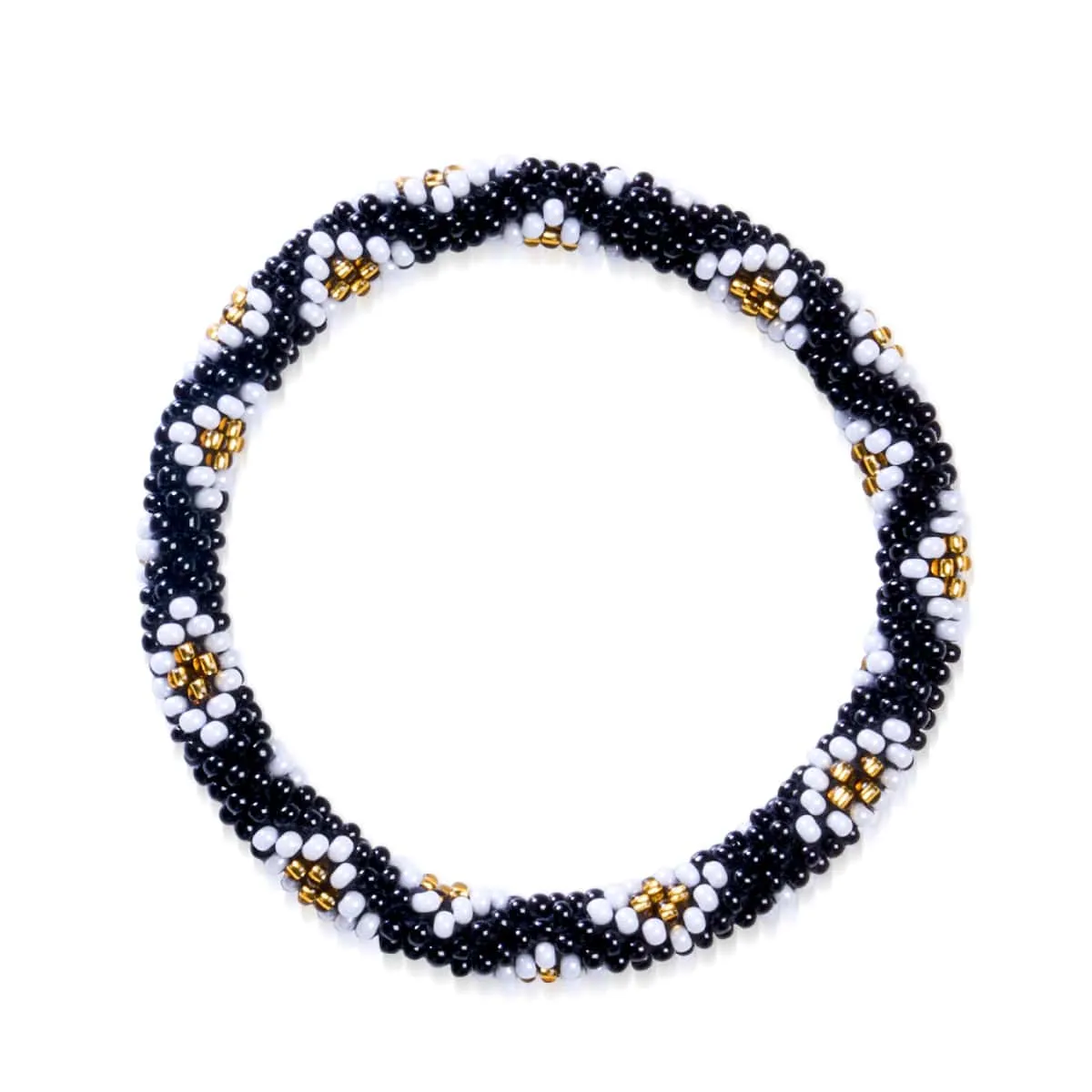 Daisies At Midnight | Himalayan Glass Bead Bracelet
