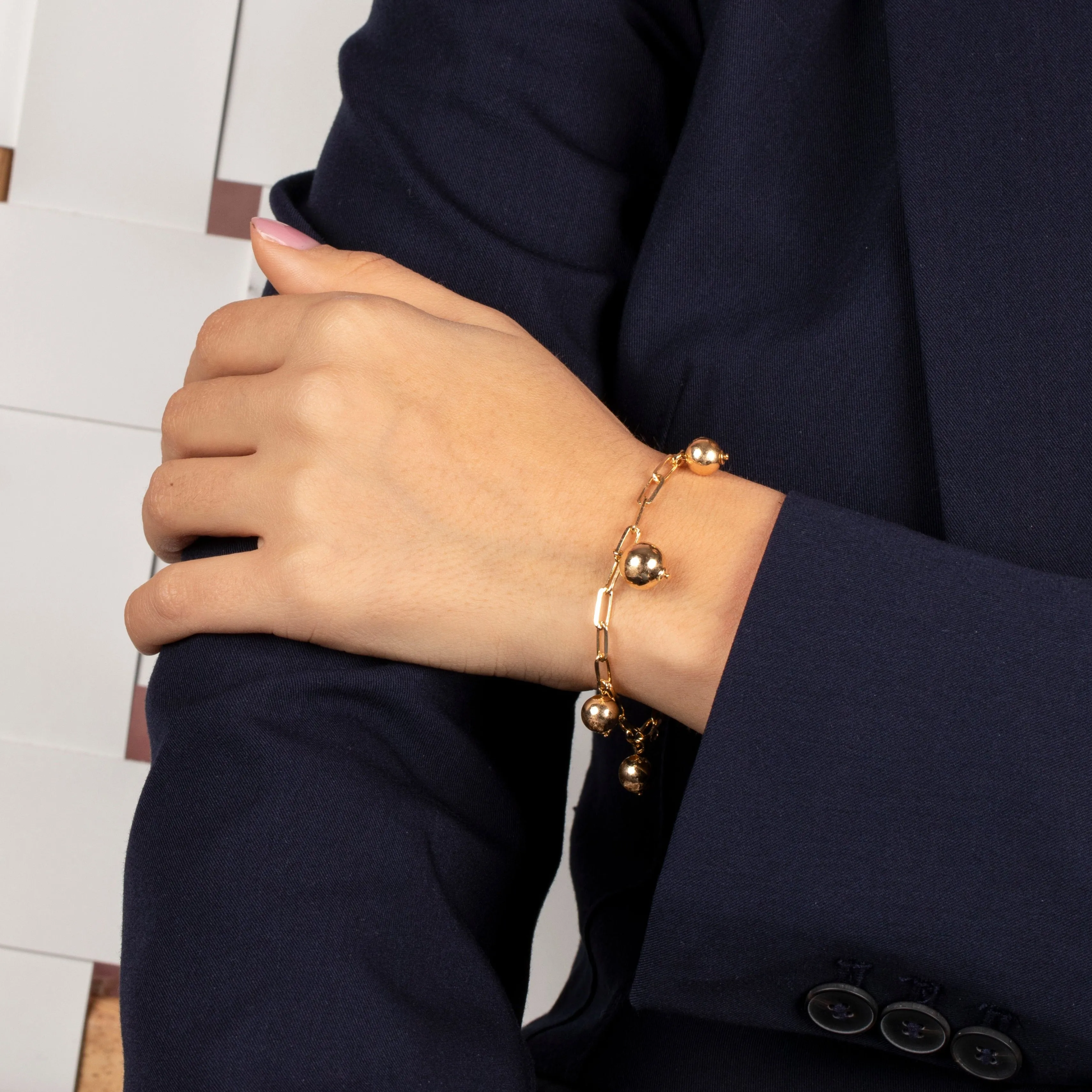 Dangling Graduated Ball Link Bracelet