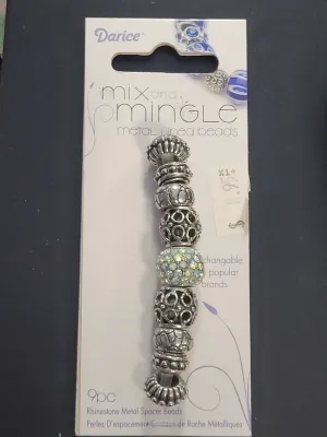 Darice Mix and Mingle Glass Lined Metal Beads, Crystal AB