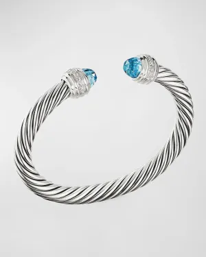 DAVID YURMAN CLASSIC CABLE BRACELET BLUE TOPAZ & DIAMONDS