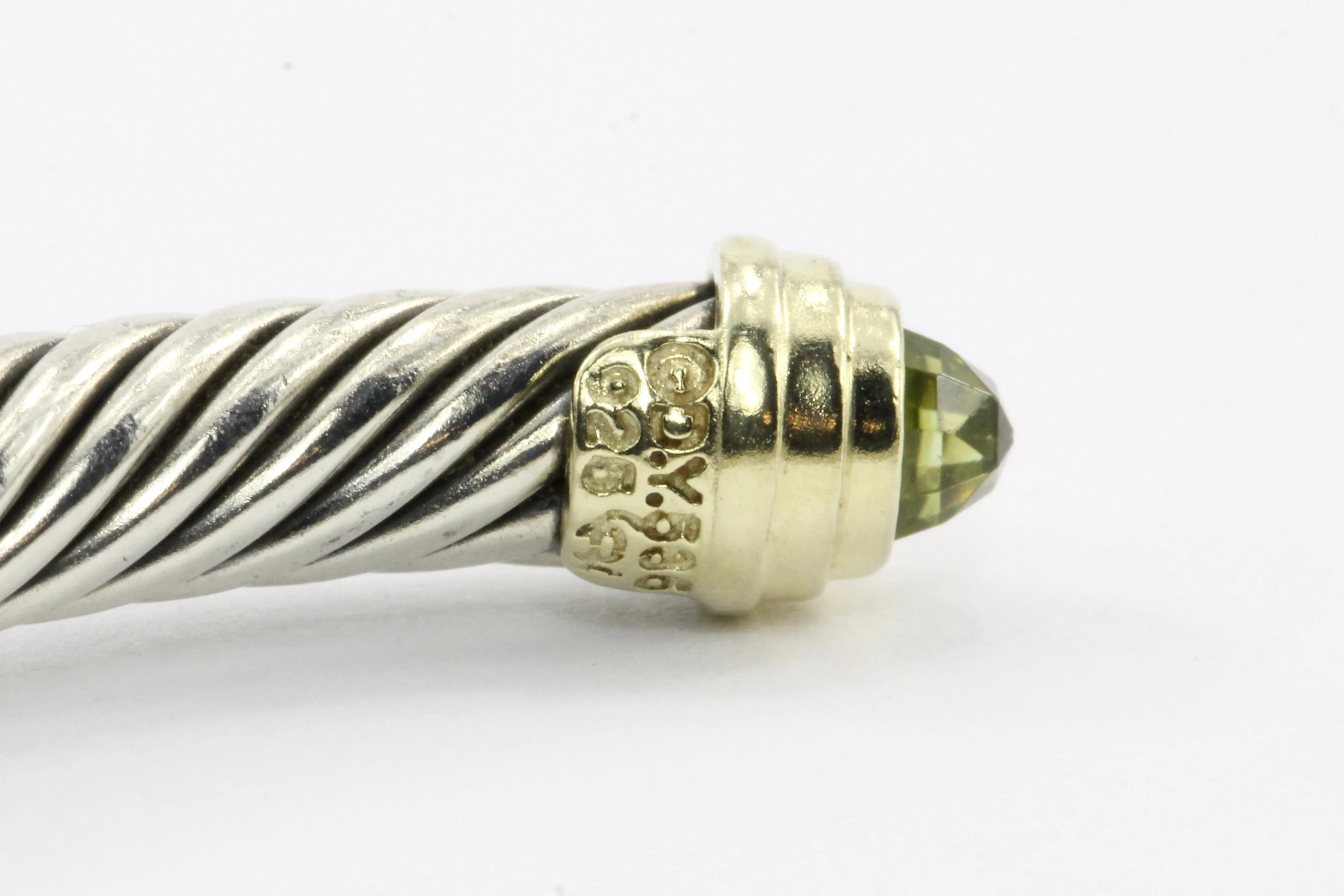 David Yurman Sterling Silver & 14K Peridot 5mm Cable Classics Cuff Bracelet