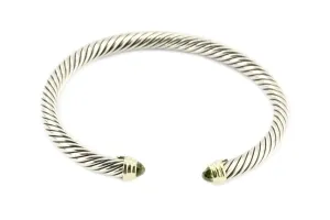David Yurman Sterling Silver & 14K Peridot 5mm Cable Classics Cuff Bracelet