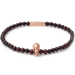 Deakin & Francis Garnet Rose Gold Skull Bracelet, Length 7 inches