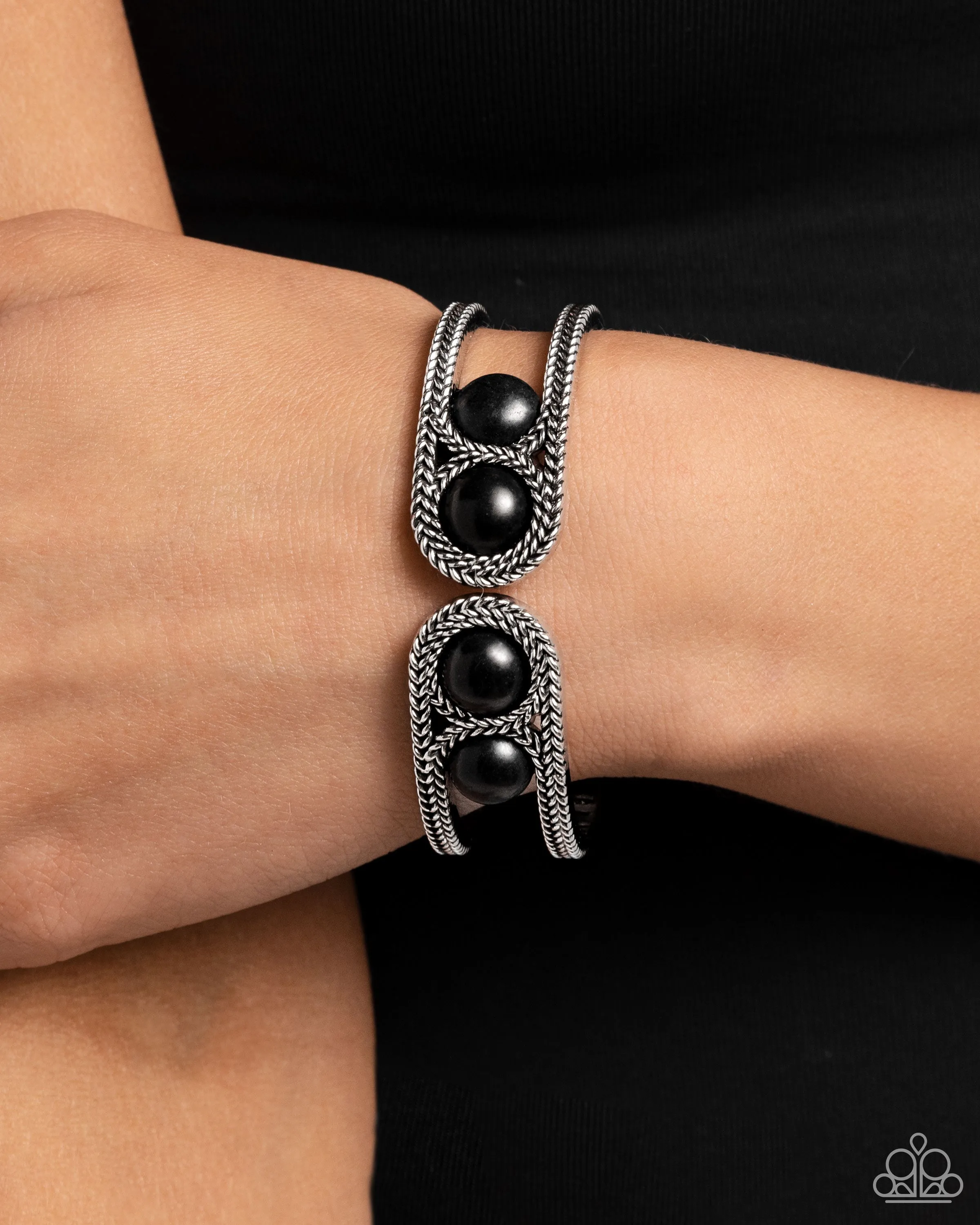 Desert Myth - Black - Stone Bead Paparazzi Hinge Bracelet