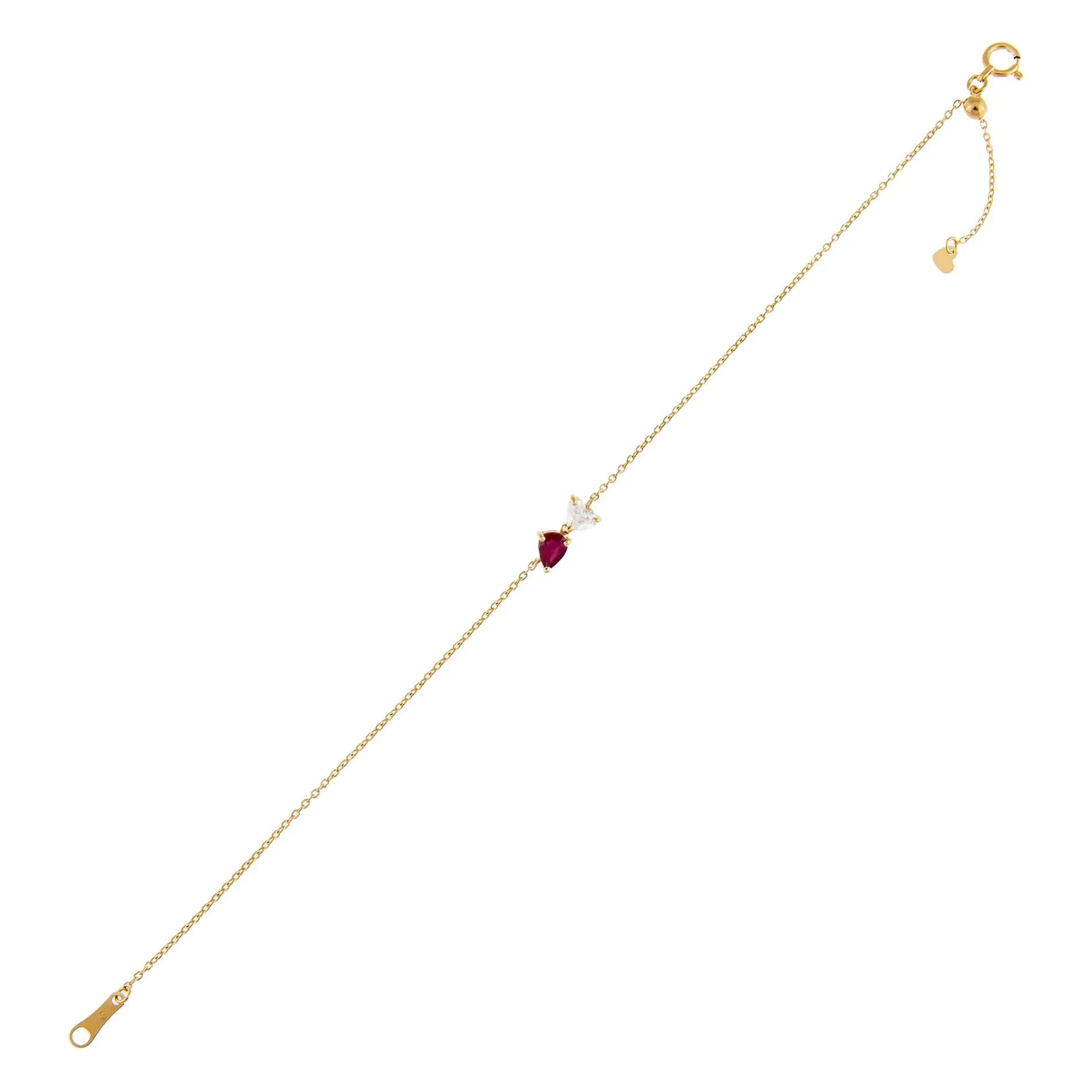 Diamond Heart X Teardrop Bracelet 14K