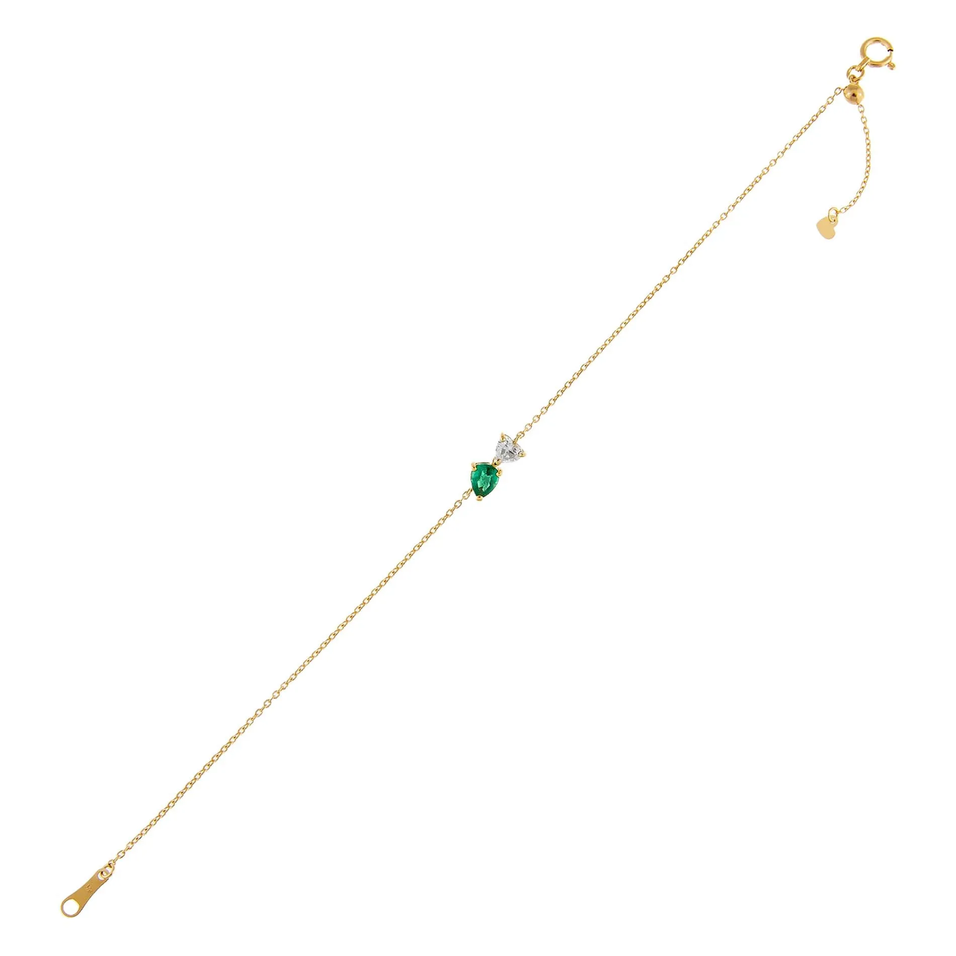Diamond Heart X Teardrop Bracelet 14K