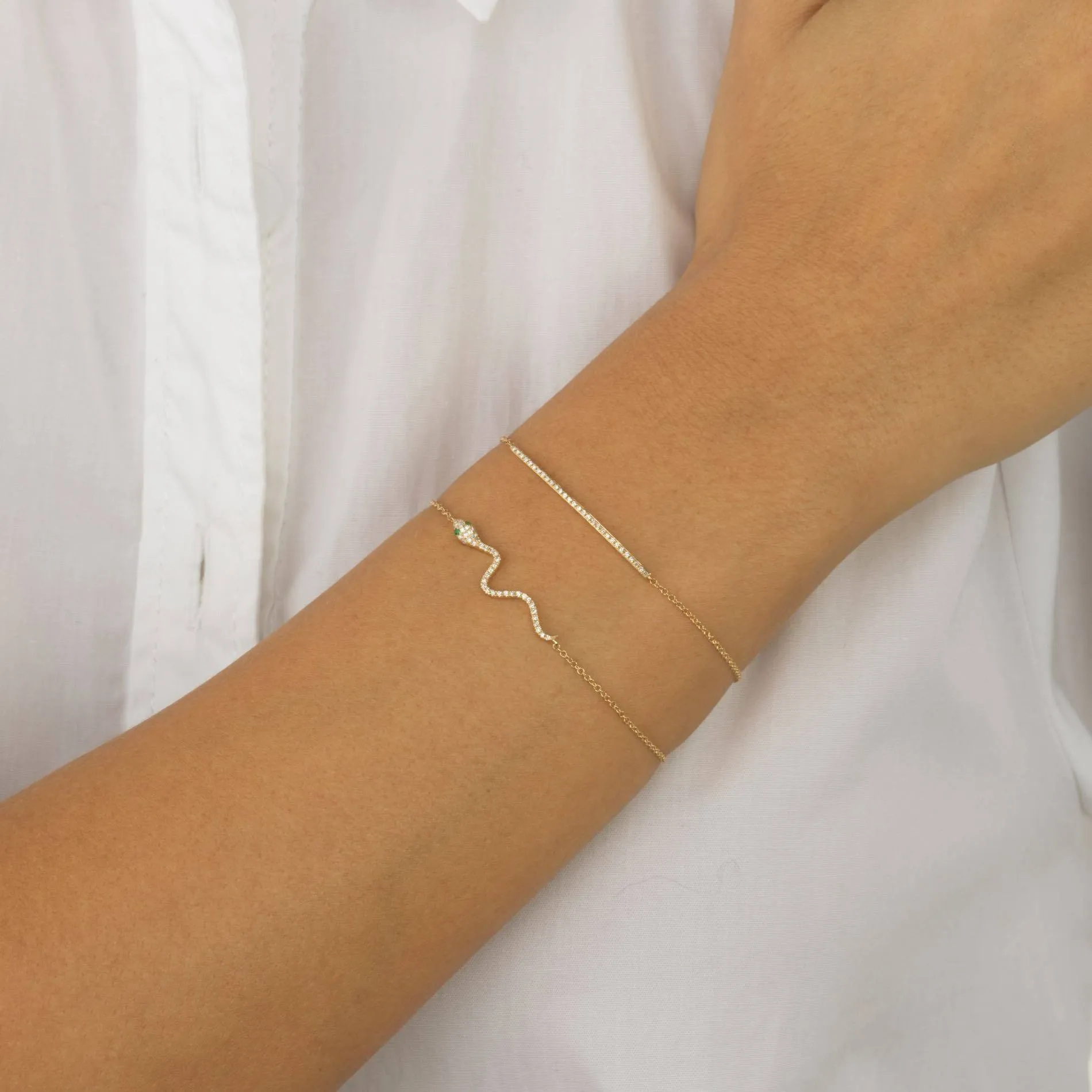 Diamond Snake Bracelet 14K
