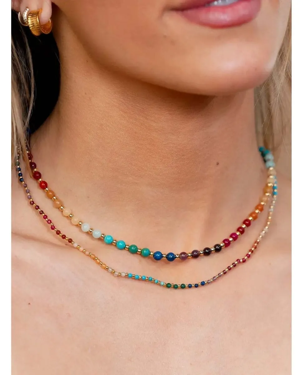 Divine Healer Beaded Healing 4mm Necklace With Gold Clasp