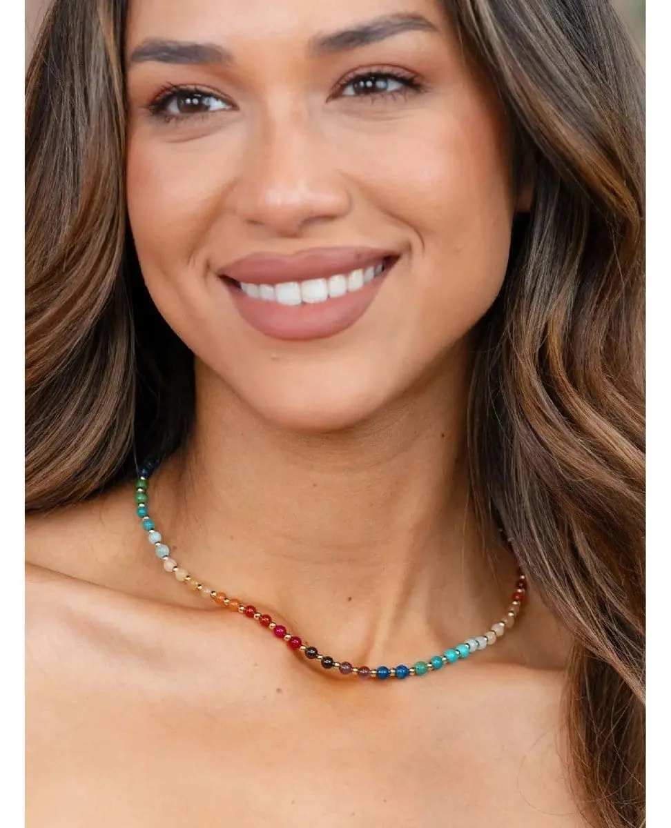 Divine Healer Beaded Healing 4mm Necklace With Gold Clasp