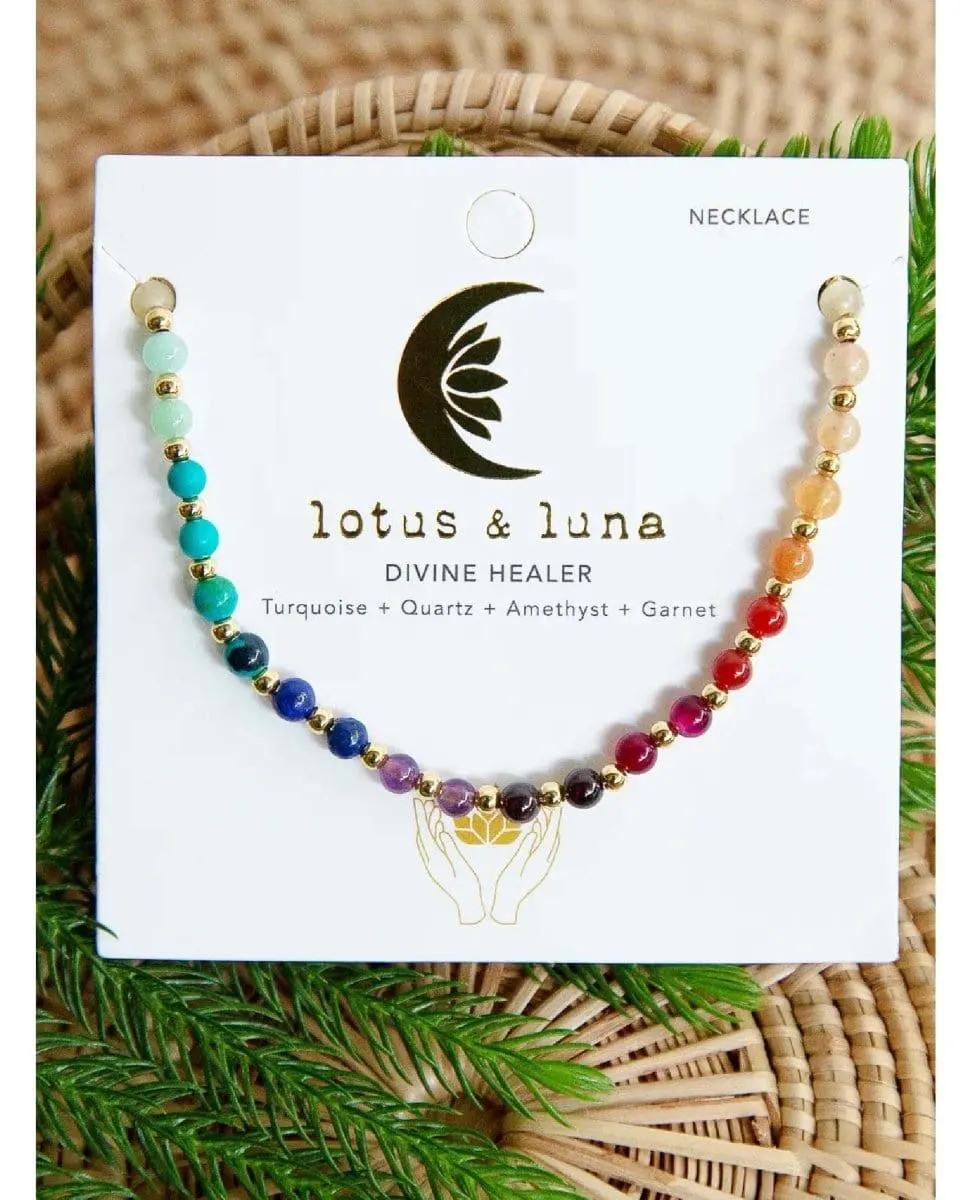 Divine Healer Beaded Healing 4mm Necklace With Gold Clasp